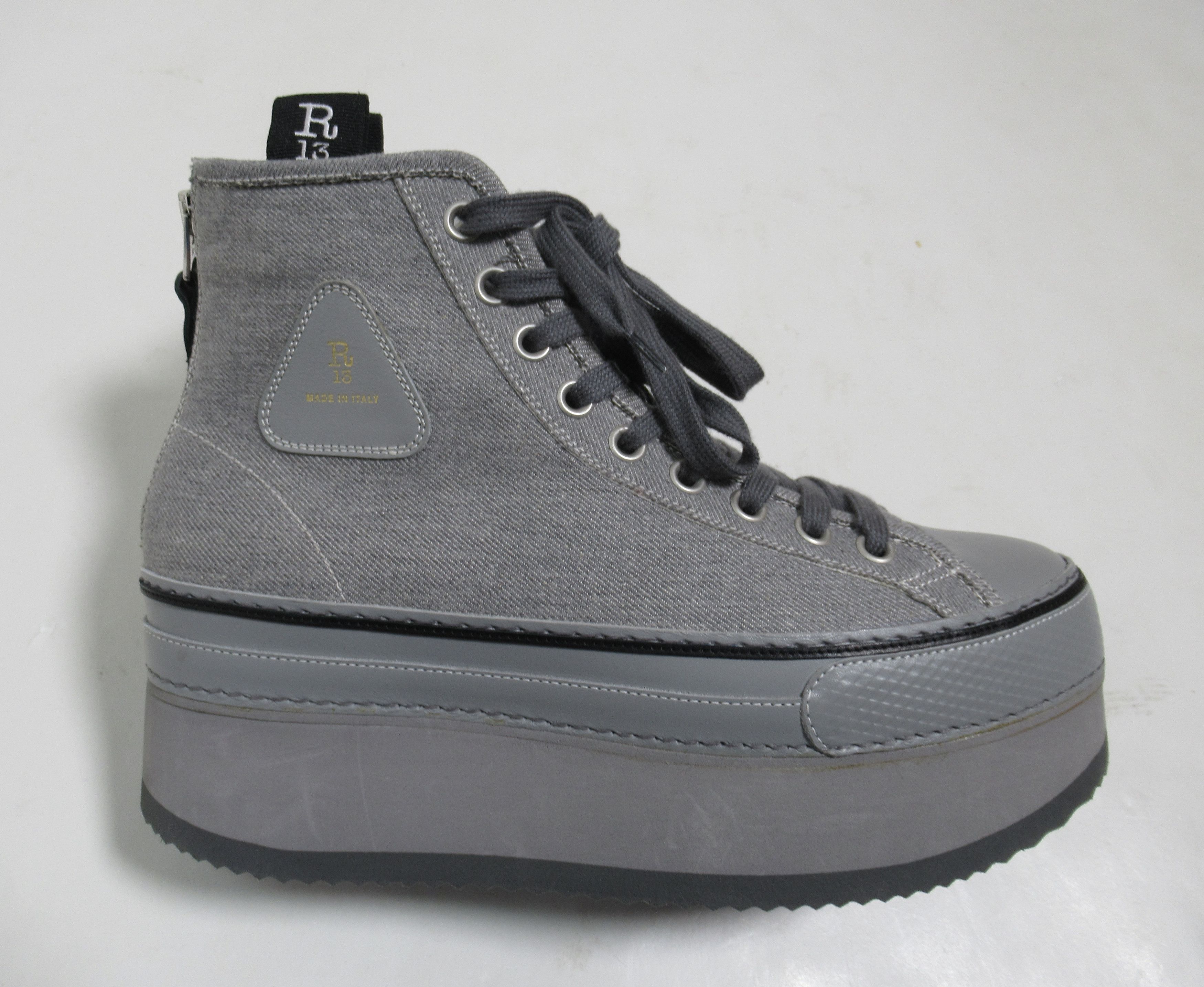 image of R13 Women's Courtney Platform High Top Sneaker in Grey (Size 10)