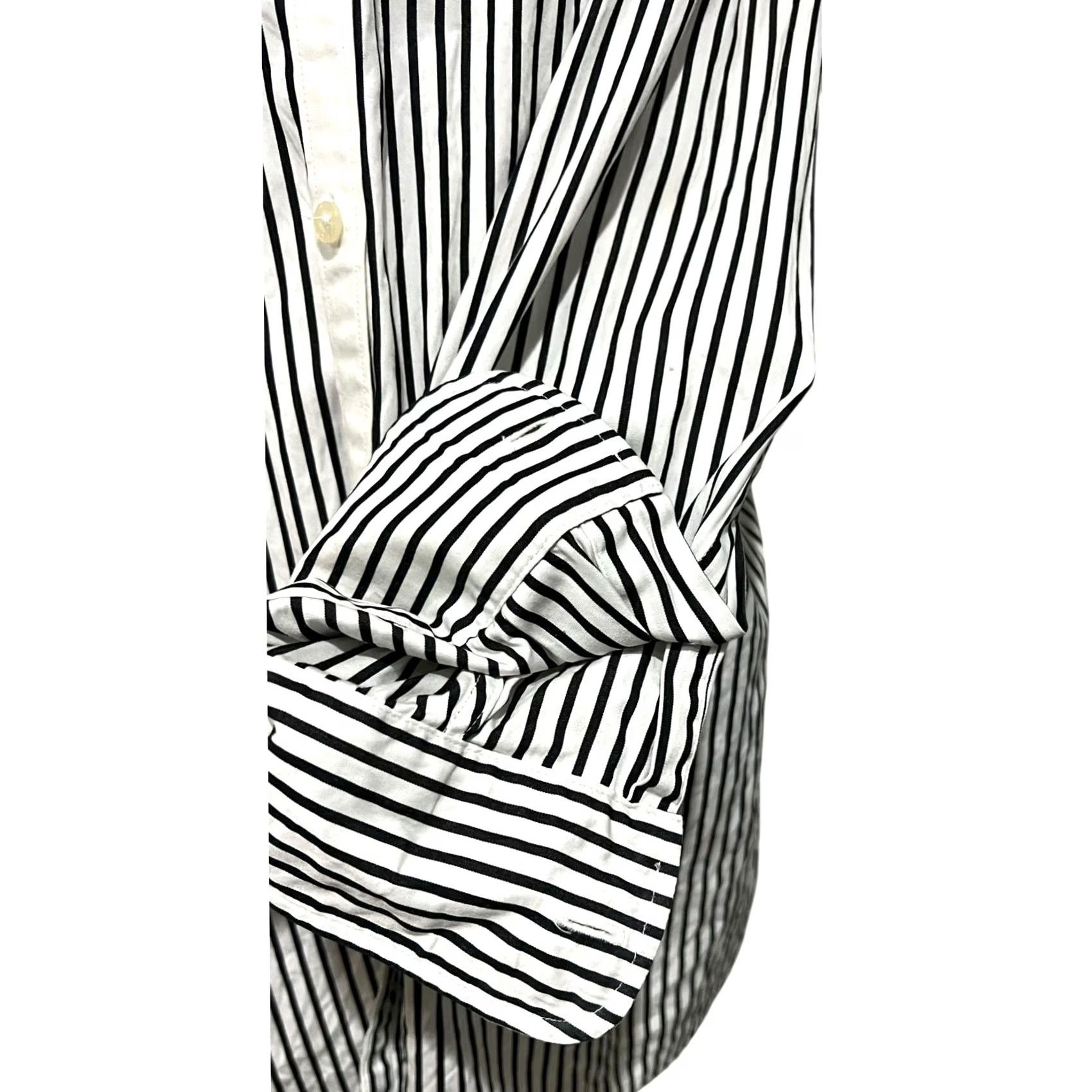 Ralph Lauren VINTAGE Lauren Ralph Lauren Striped Button-Up Top Long Sleeve Black White 1X Women Shirt Cardigan? Size XL / US 12-14 / IT 48-50 - 6 Thumbnail