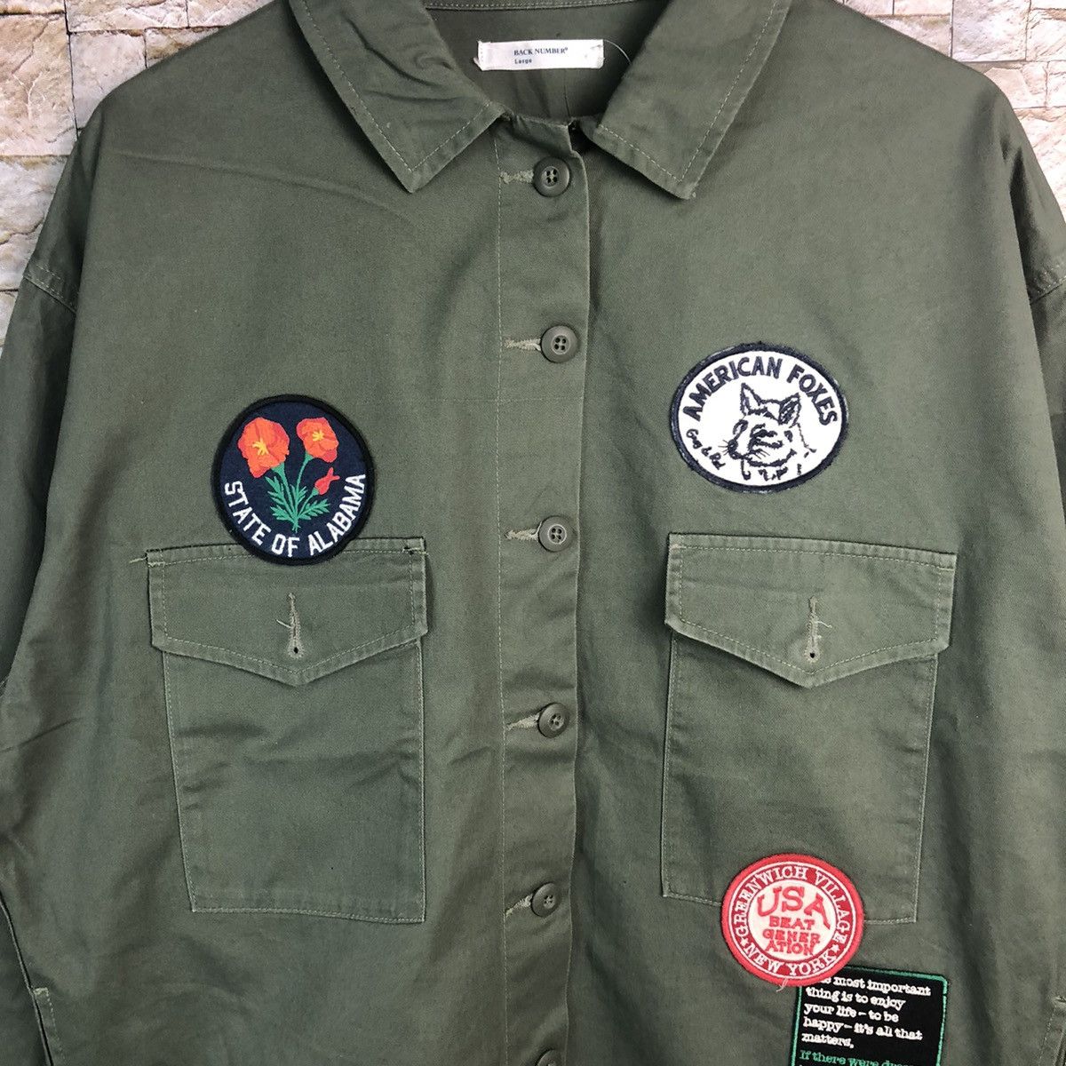 Japanese Brand Back Number Green military jacket #A184 Size US L / EU 52-54 / 3 - 5 Thumbnail