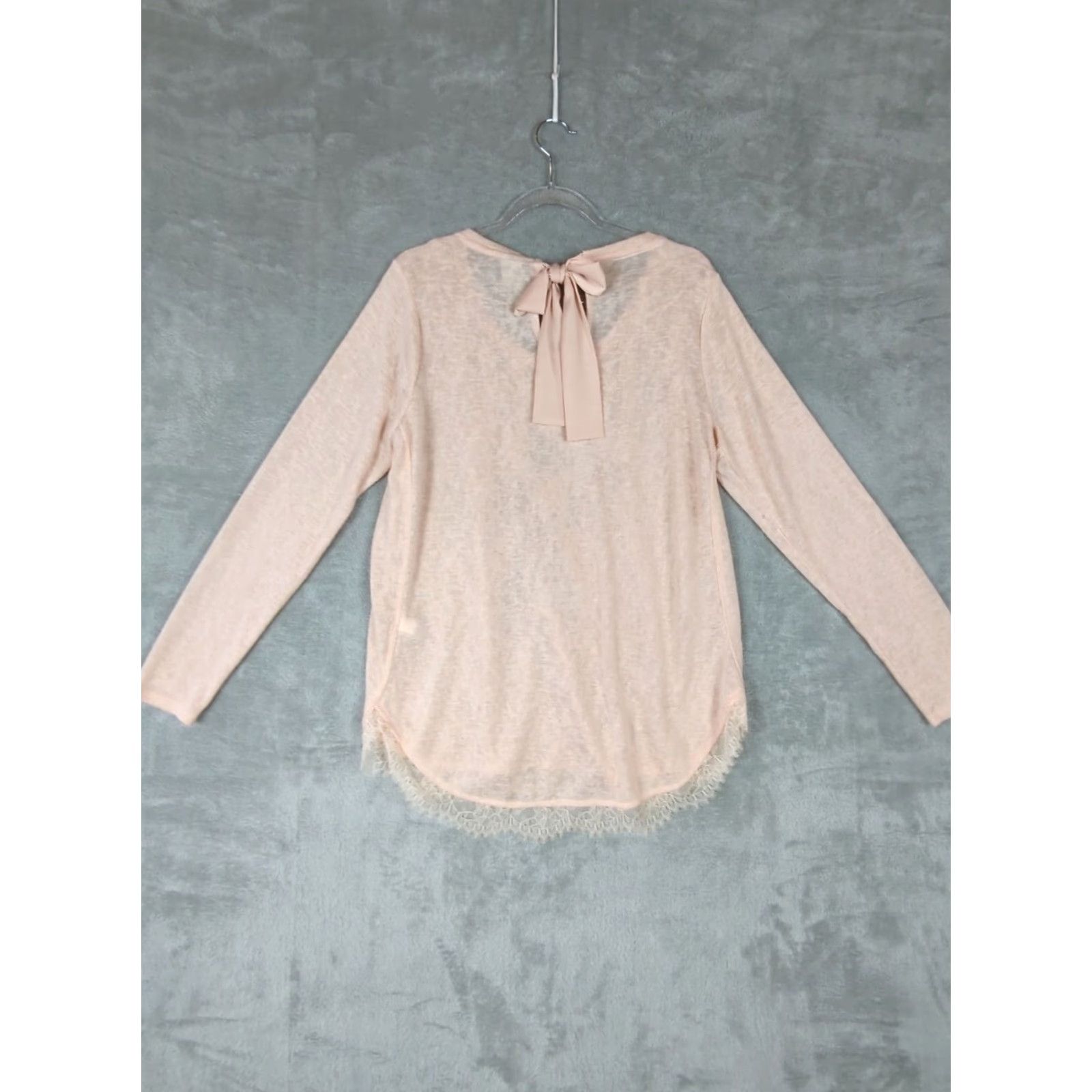 Vintage Disney LC Lauren Conrad Snow White Top Women's L Peach Glitter Bow Lace Apple Round Neck Long Sleeve Casual Blouse Garden Vintage Not Applicable Size L / US 10 / IT 46 - 7 Thumbnail