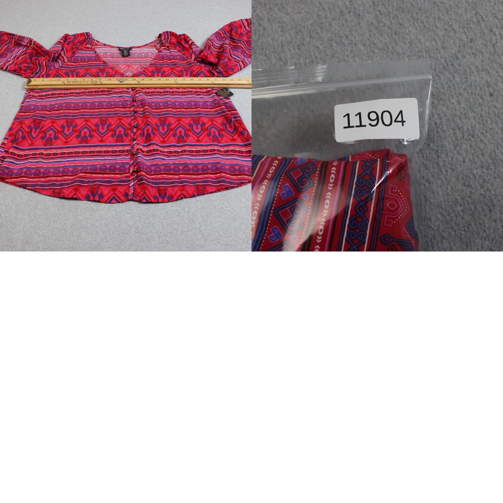 Wrangler Wrangler Retro Shirt Women XL Red Stripe Bohemian Western Balloon Sleeve Button Front Blouse Size XL / US 12-14 / IT 48-50 - 8 Thumbnail
