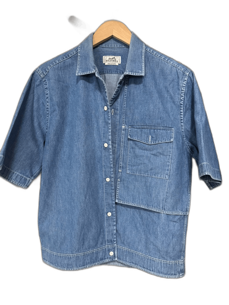 Hermes Hermes Short Sleeve Denim Shirt Jacket Size US M / EU 48-50 / 2 - 1 Thumbnail