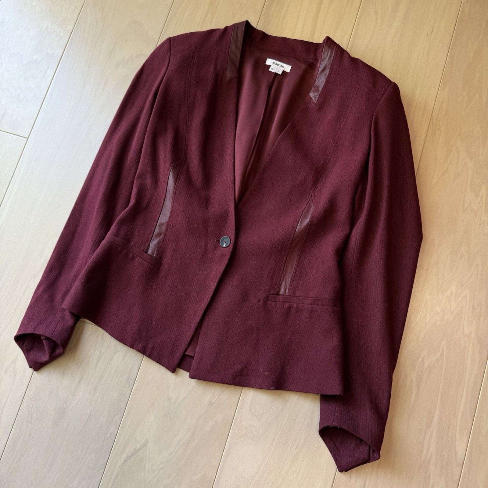 Helmut Lang Helmut Lang Blazer Women's 4 Maroon Designer V Neck Single Size S / US 4 / IT 40 - 9 Thumbnail