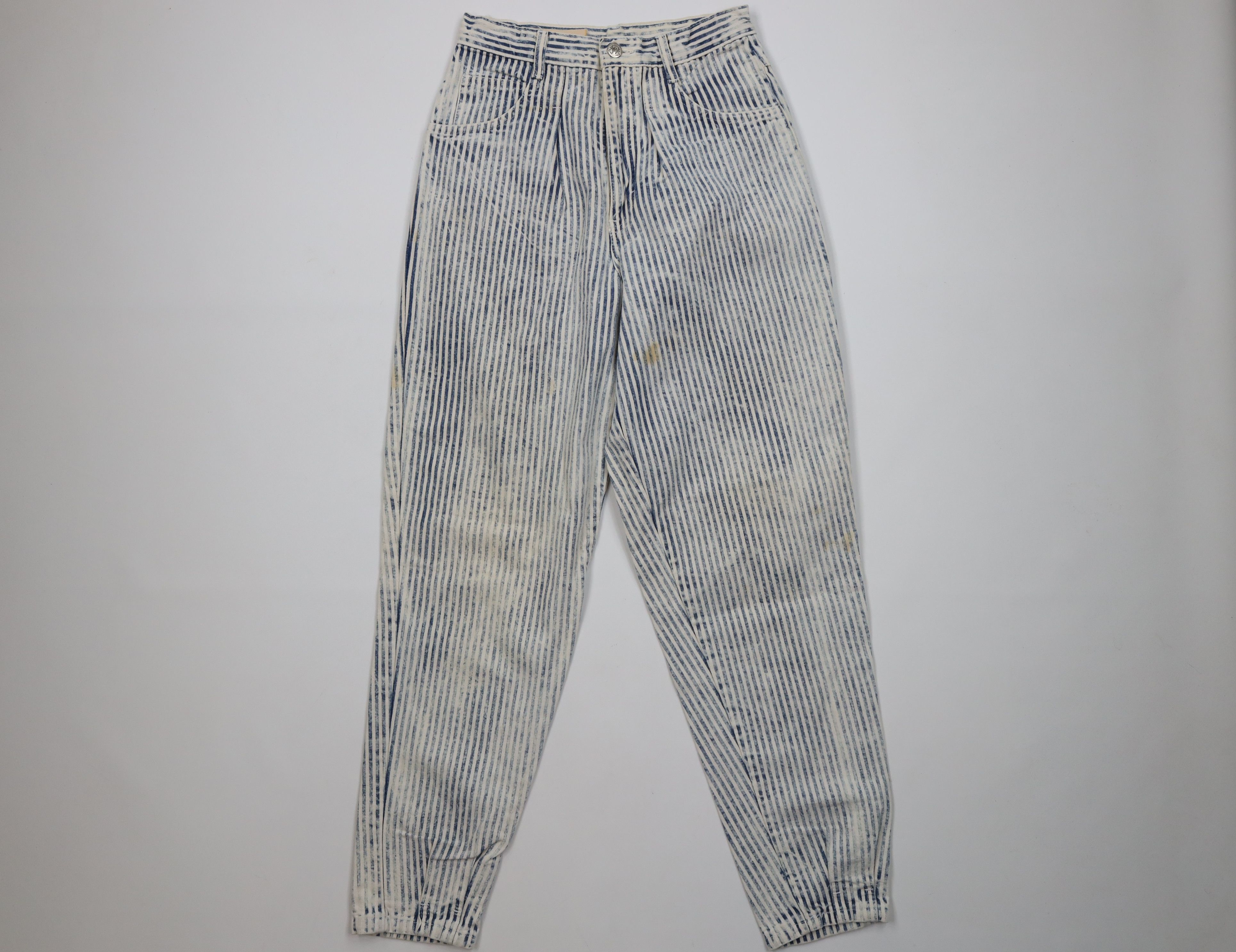 Vintage Vintage 90s Streetwear Hickory Striped Tapered Leg Jeans Size 26" / US 2 / IT 38 - 1 Thumbnail