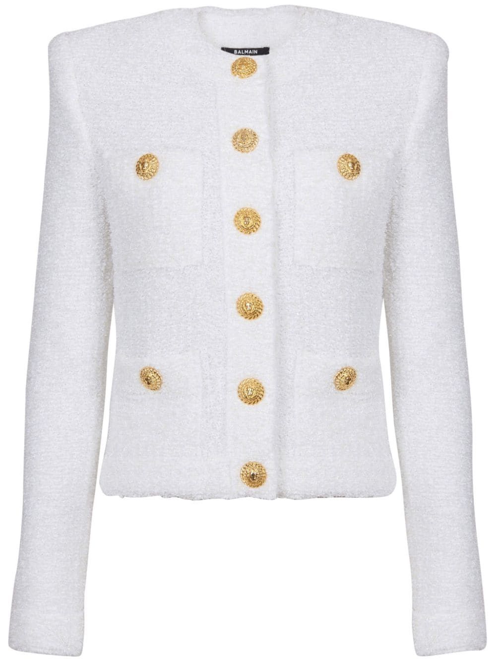 Balmain BUTTONED TWEED SHORT JACKET Size S / US 4 / IT 40 - 1 Thumbnail