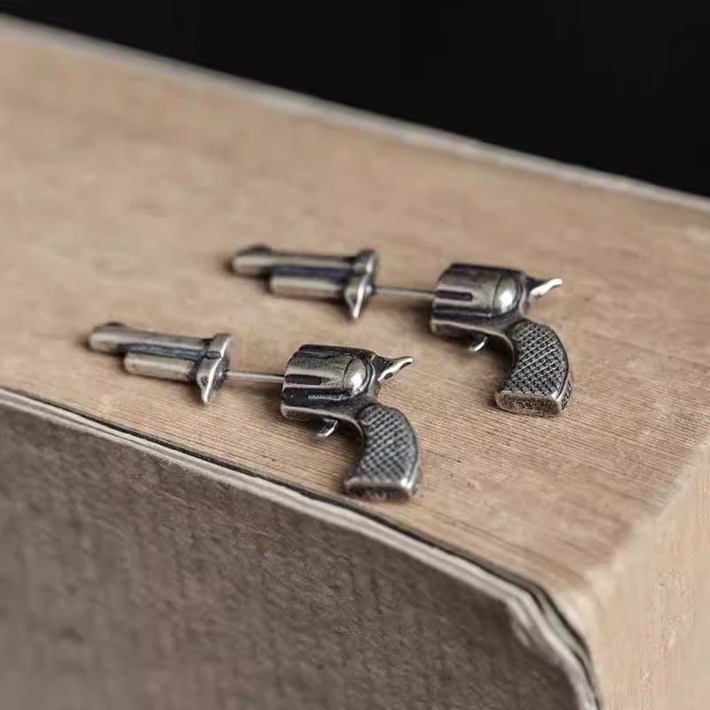 Jewelry × Sterling Silver Revolver Vintage 925 Silver Earrings One Pairs Chrome Size ONE SIZE - 1 Thumbnail