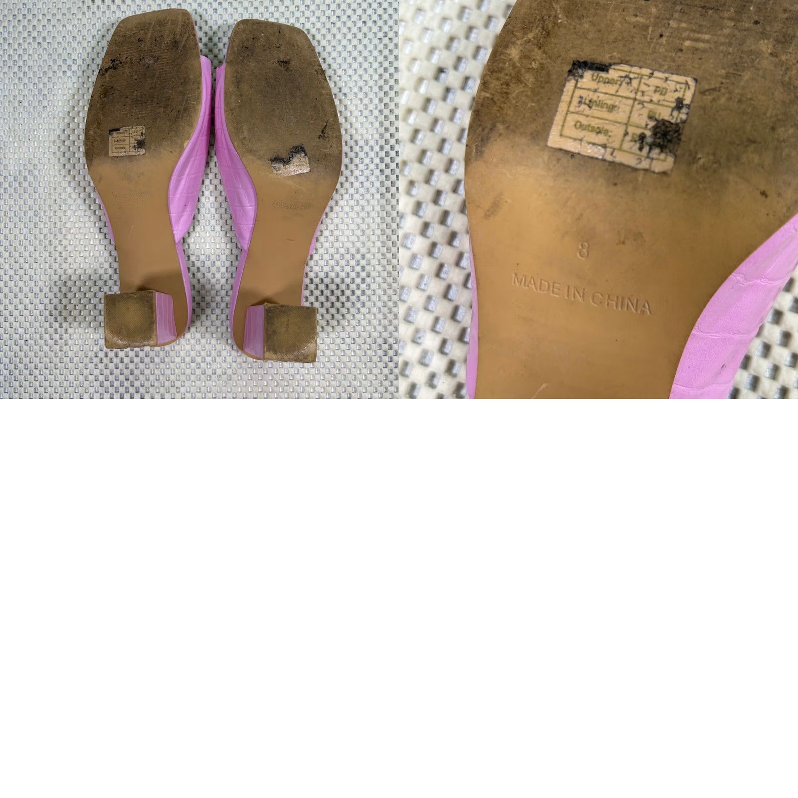 PRINCESS POLLY Princess Polly Pink Faux Leather Croc Mules Block Heel Square Toe Sandal Heels 8 Womens Size US 8 / IT 38 - 8 Thumbnail