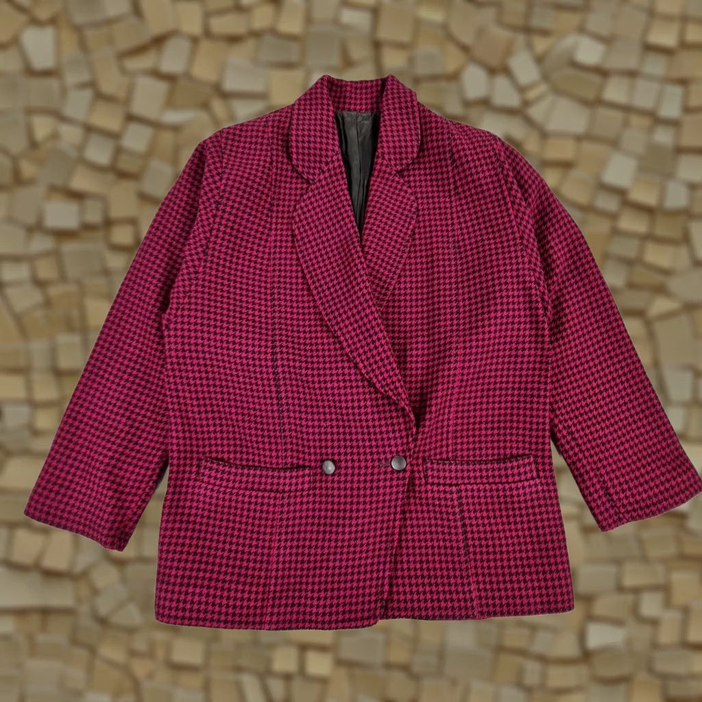Vintage Loretta Bloom Womens Blazer Purple 12 UK Houndstooth Wool Jacket Ireland Vintage Jacket Wool 100% Wool Regular Size XL / US 12-14 / IT 48-50 - 1 Thumbnail