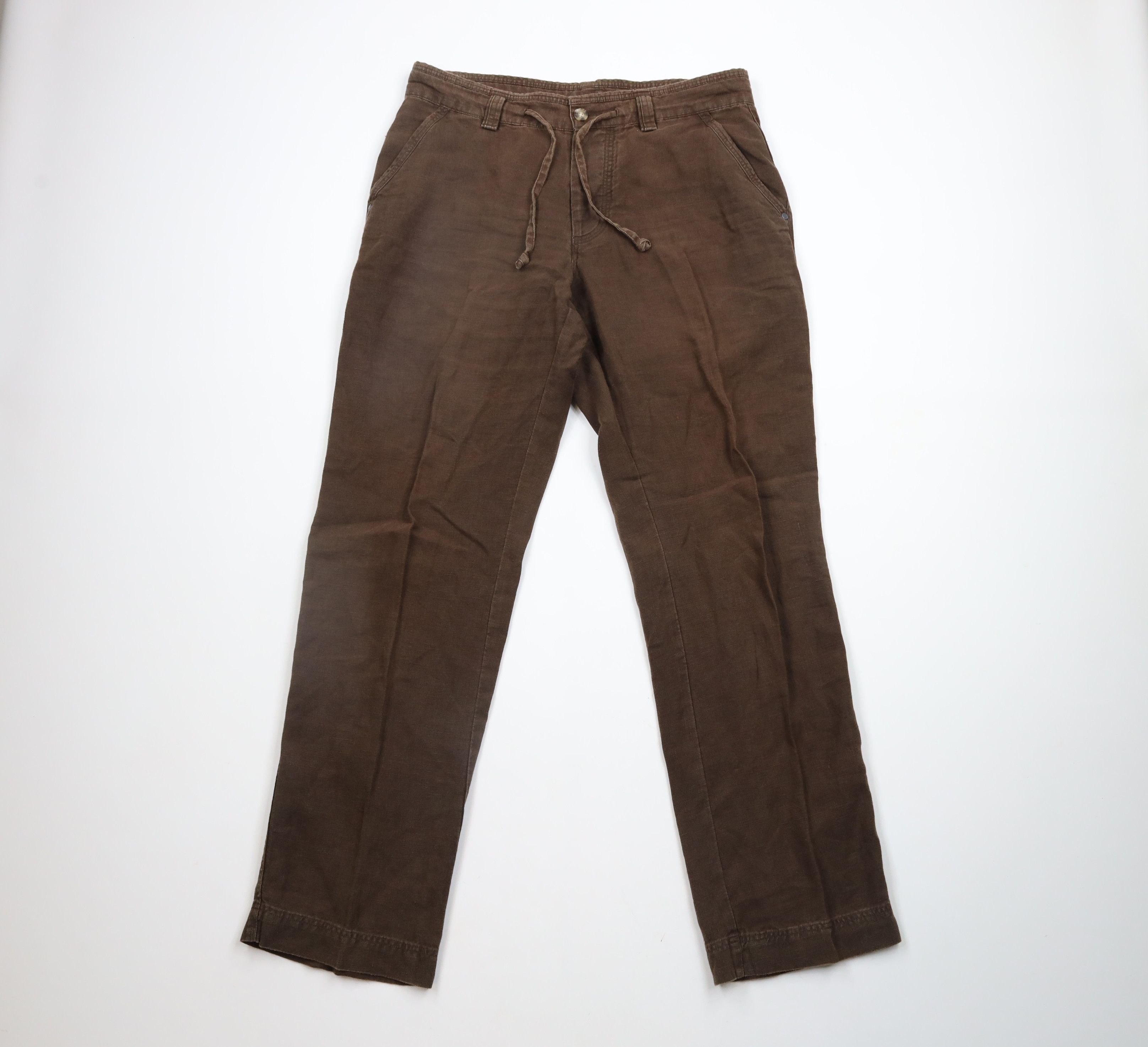 Vintage Vintage 90s Streetwear Linen Harem Beach Pants Brown Size US 34 / EU 50 - 1 Thumbnail