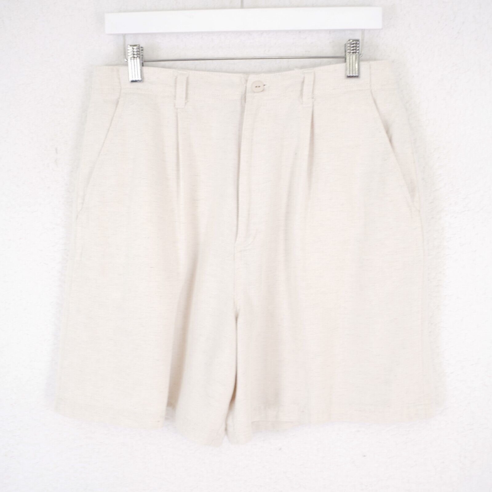 Talbots Talbots Cream Birdseye Linen Rayon Shorts Size 12 30/6 High Size 34" / US 12 / IT 48 - 1 Thumbnail