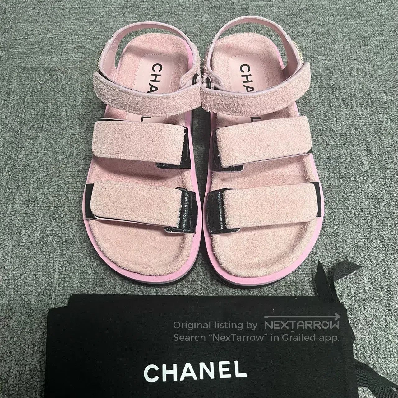 Chanel Chanel Pink Solid Velcro Sandals. Size US 5 / IT 35 - 2 Thumbnail