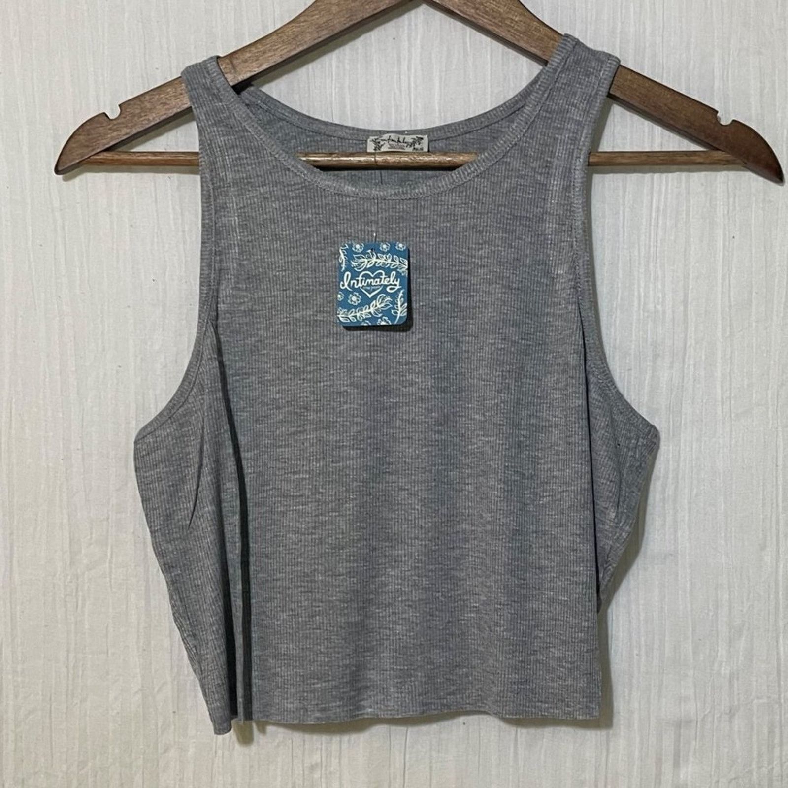 Free People Free People High-Neck Ribbed Crop Heather Grey Tank Large Size L / US 10 / IT 46 - 7 Thumbnail