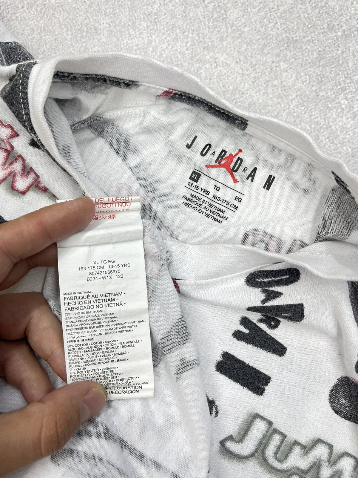 Jordan Brand × Nike × Vintage Mens Nike Air Jordan T Shirt Full Print Jump Man Size US S / EU 44-46 / 1 - 6 Thumbnail