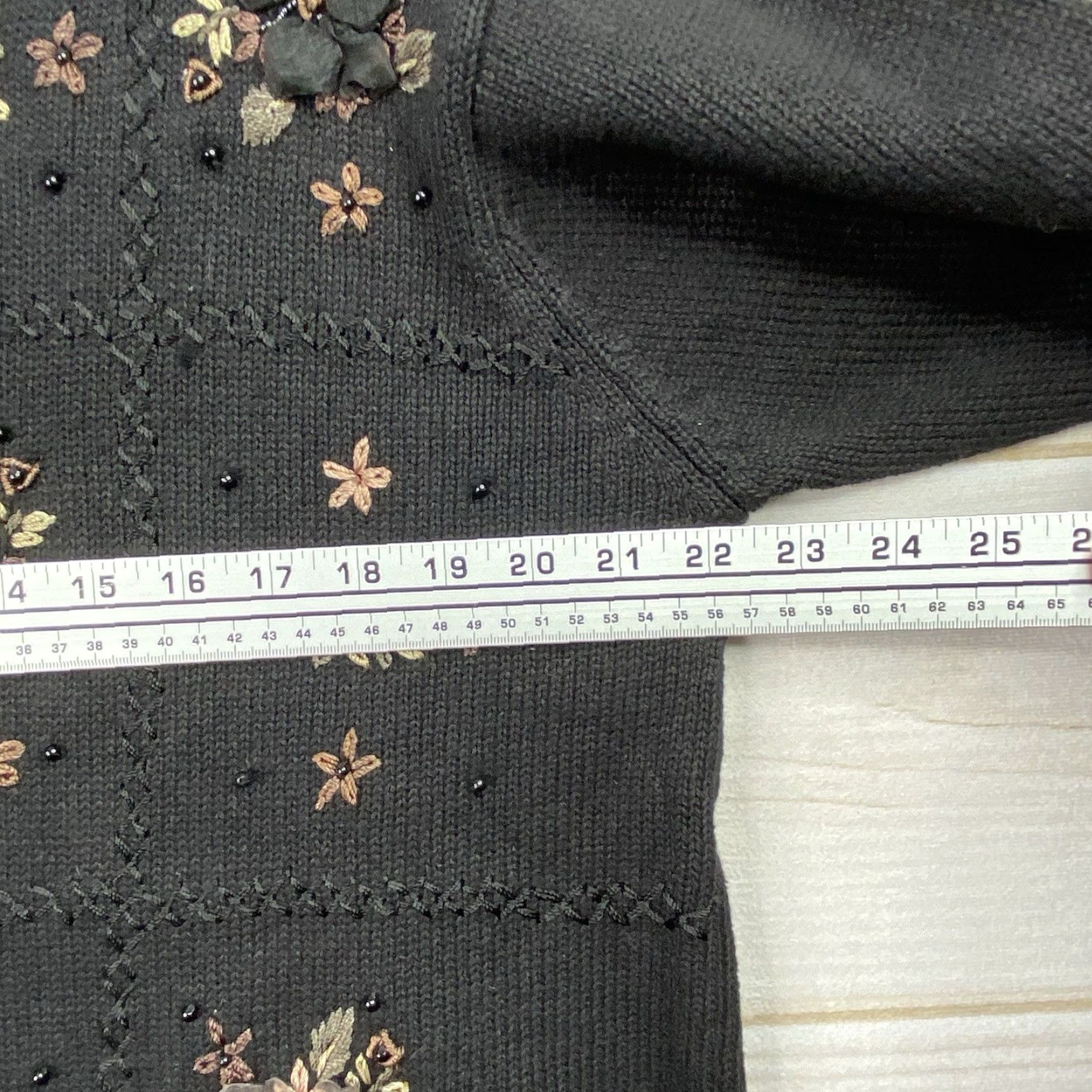 Vintage VINTAGE Carolyn Taylor Sweater XL Black Floral Embroidered Cable-Knit Pullover 90s Womens Kathy? Size XL / US 12-14 / IT 48-50 - 3 Thumbnail