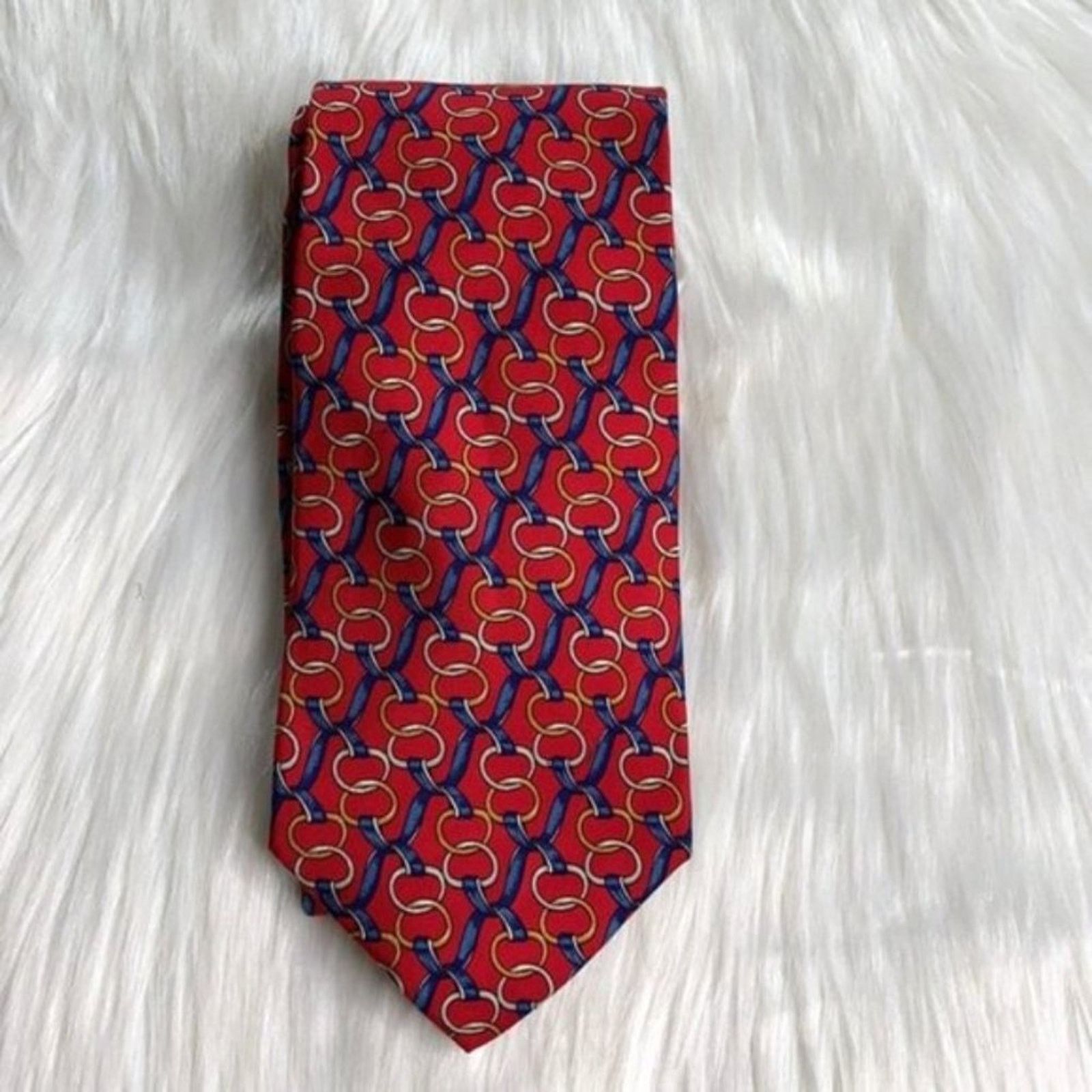 J.McLaughlin J. McLaughlin Red Horse Bit Silk Tie Size ONE SIZE - 7 Thumbnail
