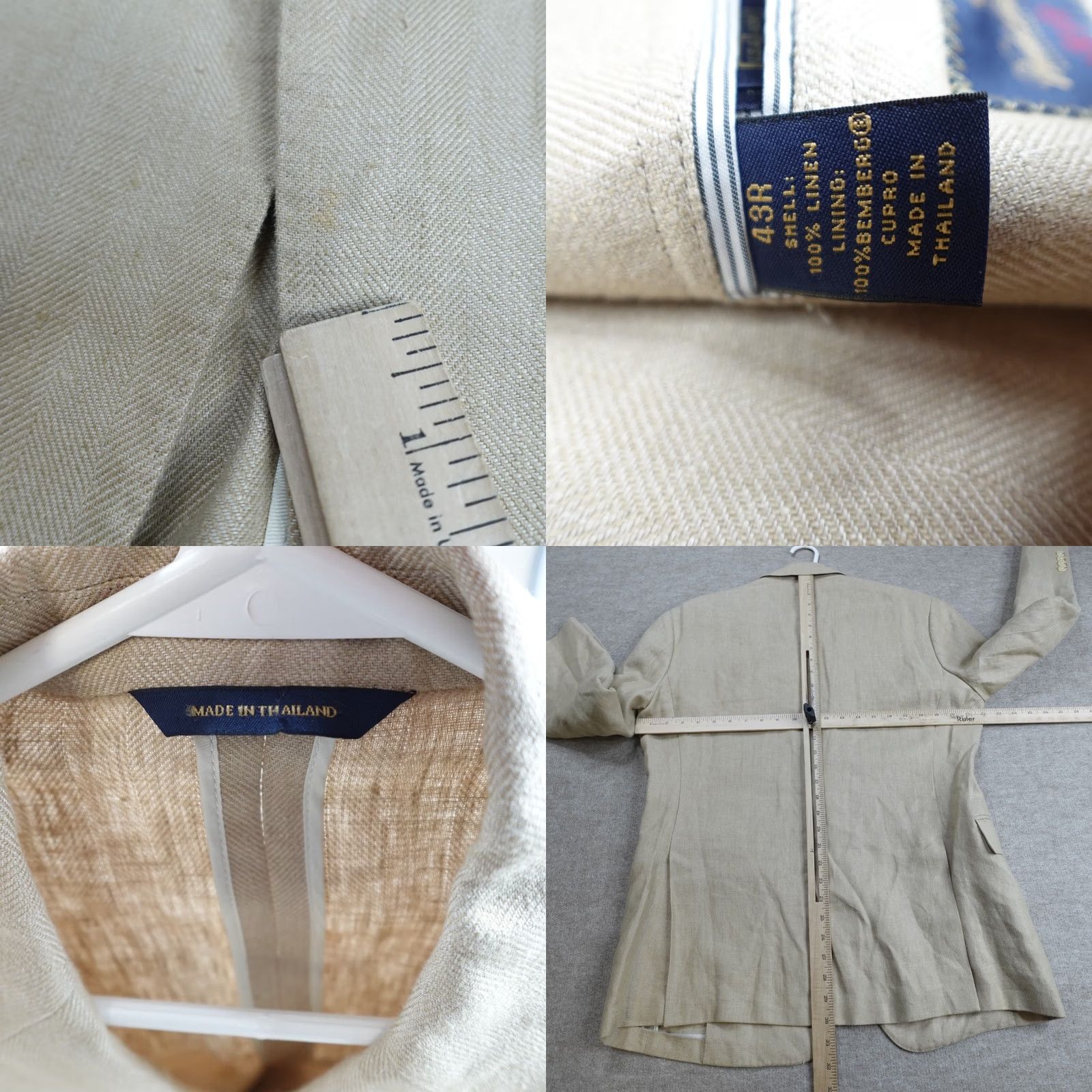 Brooks Brothers Brooks Brothers 1818 Blazer Beige Linen 43R Single-Breasted 2-Button Notch Lapel Mens Regular Vintage? No Size 46R - 8 Thumbnail