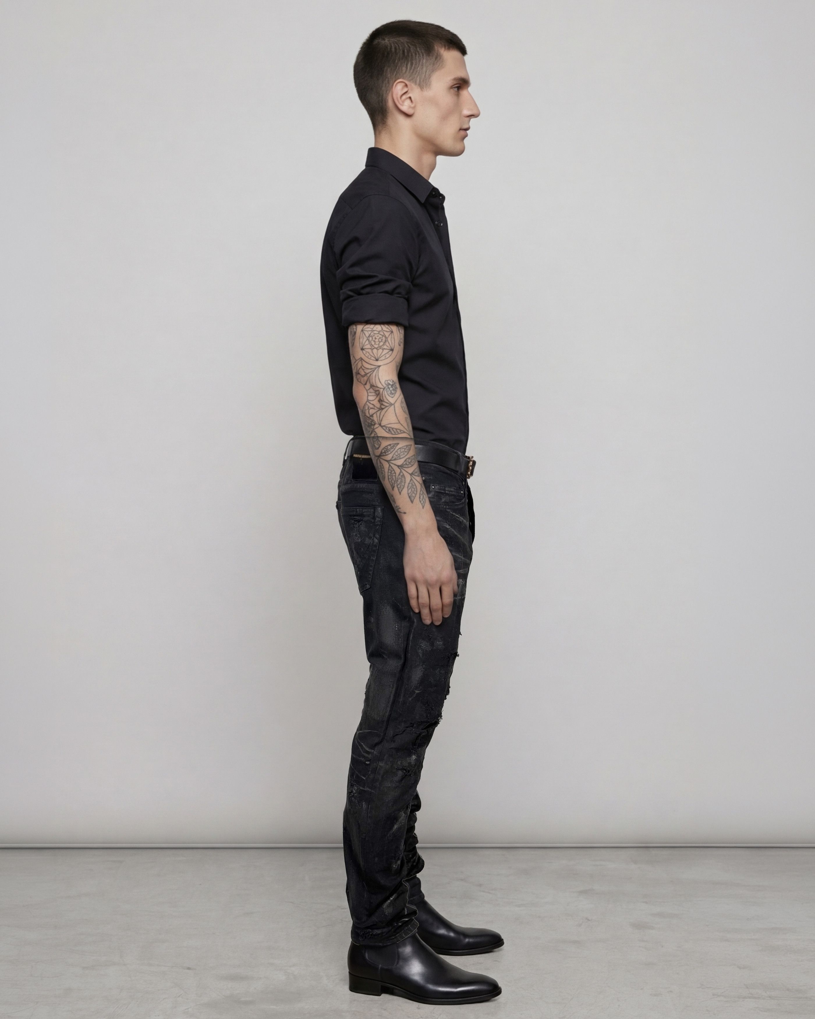 Fagassent Toshiki Aoki Ripped distressed coatedartisanal denim Size US 33 - 16 Thumbnail