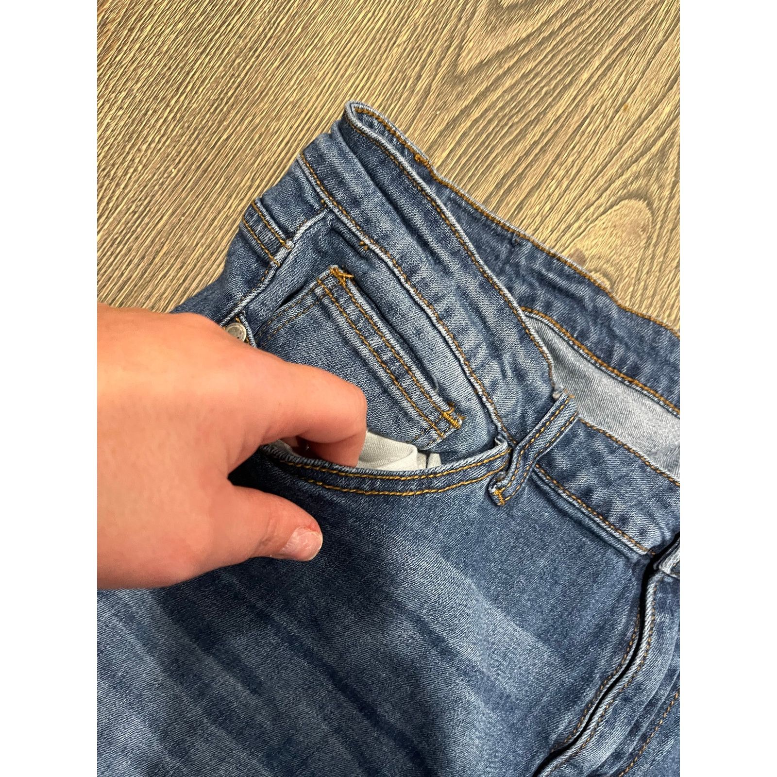 Judy Blue Judy Blue Cropped Fit Jeans Mid Rise Fringe Hem Blue 2XL Size 35" - 12 Thumbnail