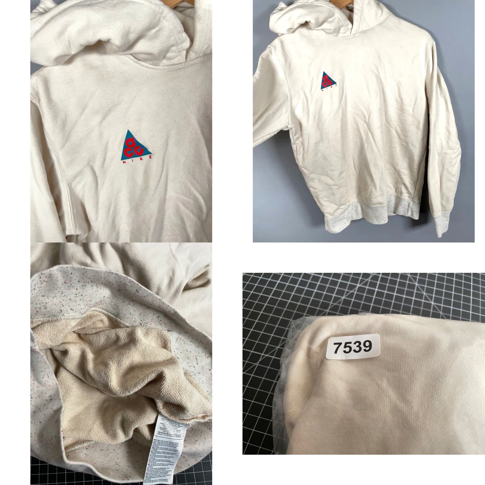 Nike ACG Nike ACG NSW Hoodie Shirt Ivory Small Mens Pullover Cotton Polyester Fleece Graphic Print 80s 90s Retro Pockets Lightweight Regular Crew Neck"} Size US S / EU 44-46 / 1 - 9 Thumbnail