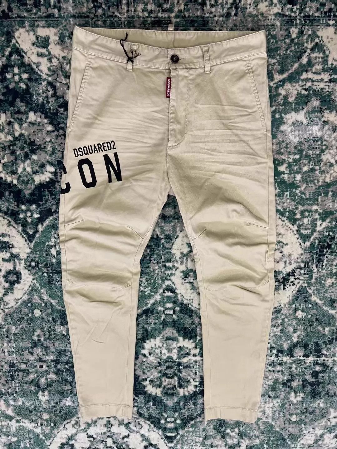 Dsquared2 Beige Casual Pants with Text Print - Size 28 Size US 28 / EU 44 - 1 Thumbnail