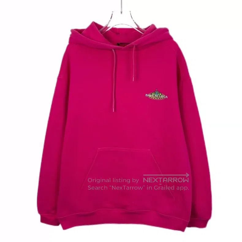 Balenciaga Balenciaga Rose Pink Letter Printed Hooded Drawstring Cott Size US XS / EU 42 / 0 - 1 Thumbnail