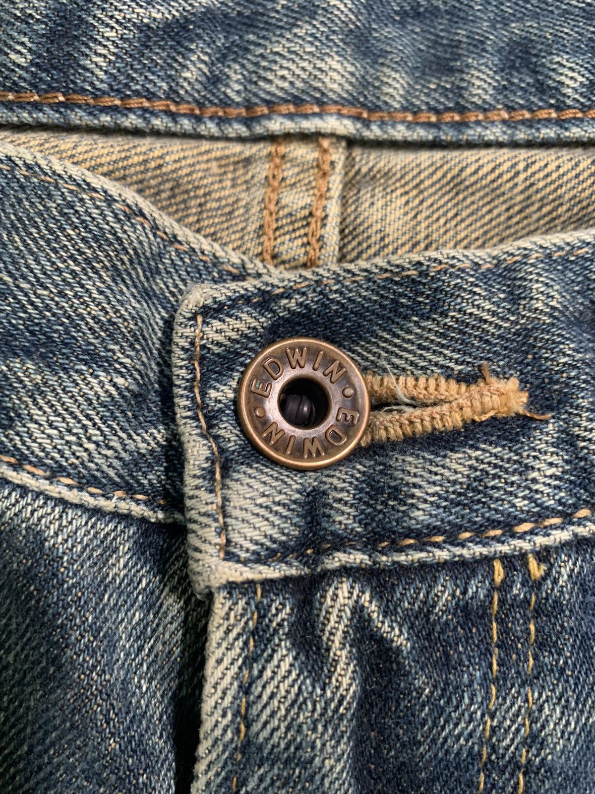 Edwin VINTAGE EDWIN 505X SELVEDGE FADED & RUSTY DISTRESSED DENIM Size US 31 - 15 Thumbnail