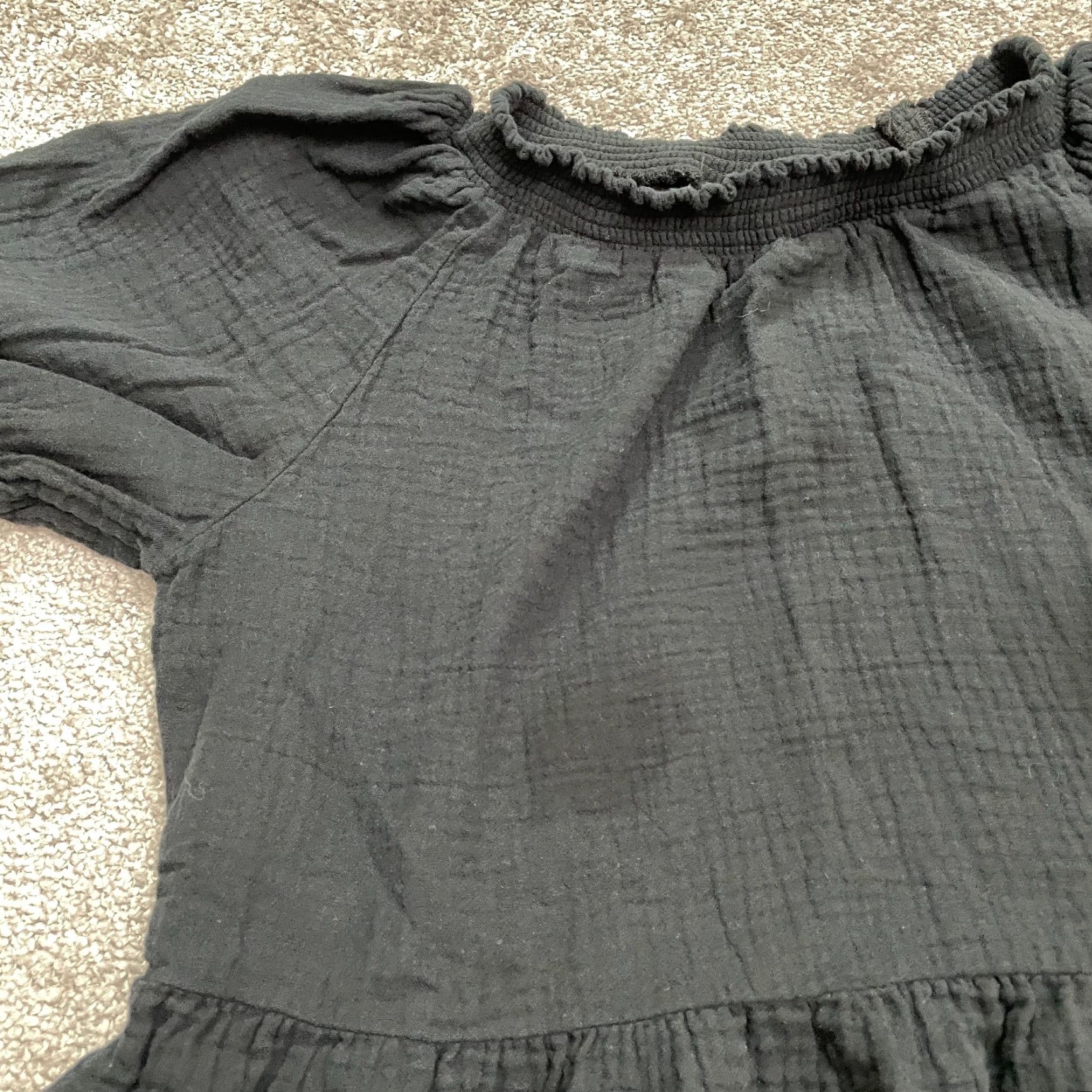 Vintage VINTAGE Universal Thread Women's A-Line Dress Casual 100% Cotton Puff Sleeve Knee Length Black Medium Size M / US 6-8 / IT 42-44 - 7 Thumbnail