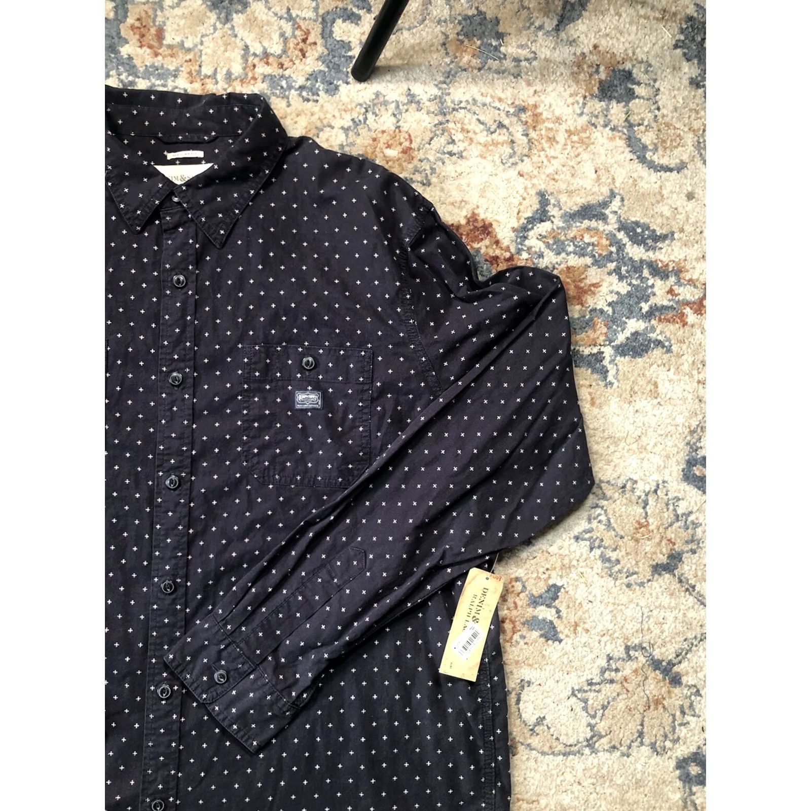 Ralph Lauren VINTAGE Denim & Supply Ralph Lauren Shirt Mens 2XL Blue Diamond Argyle Button-Up Pockets Embroidered Long Sleeve Knit Cotton Size US XXL / EU 58 / 5 - 4 Thumbnail