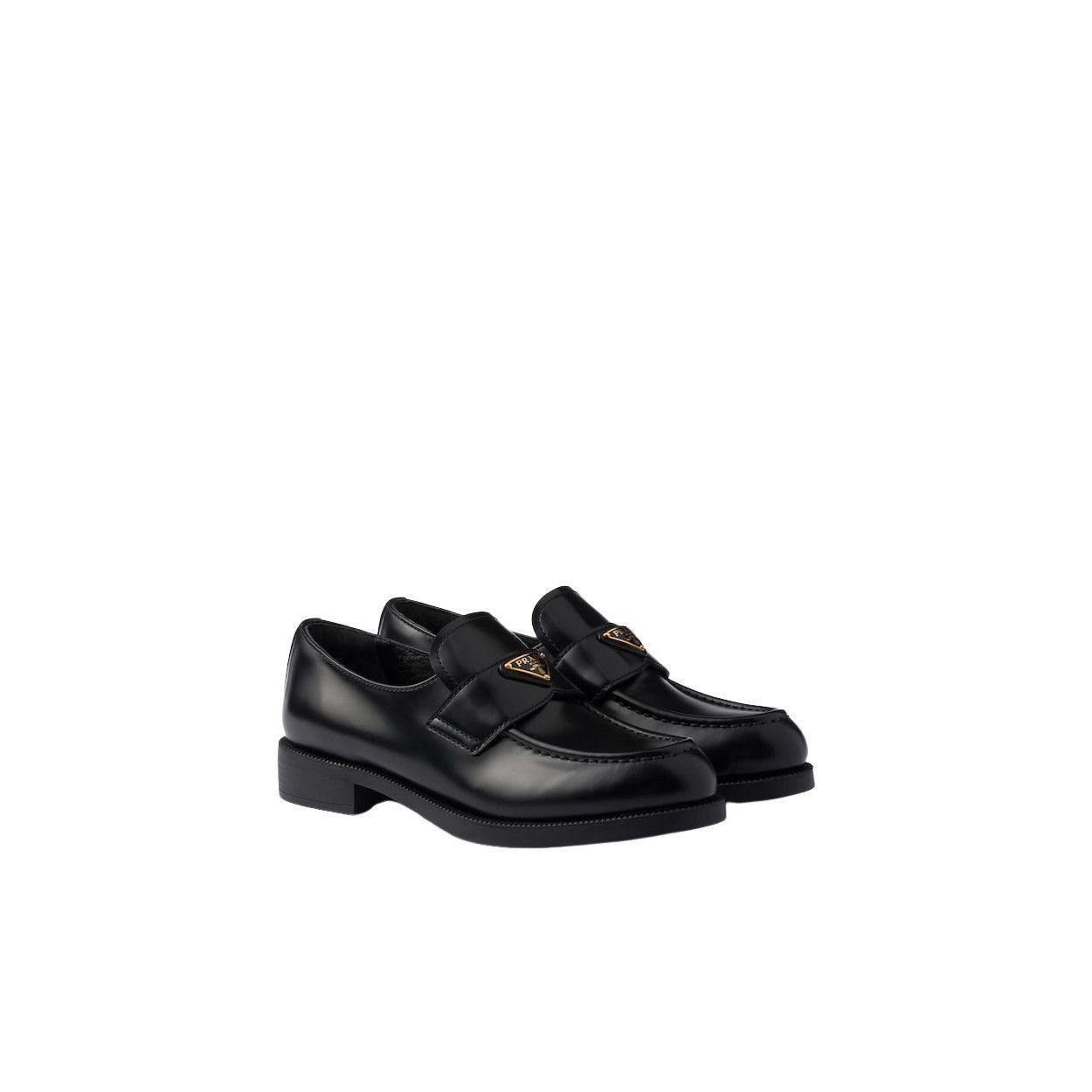 Prada PRADA Equal $1270 Black Brushed Leather Loafers New & Authen Size US 7.5 / IT 37.5 - 1 Thumbnail