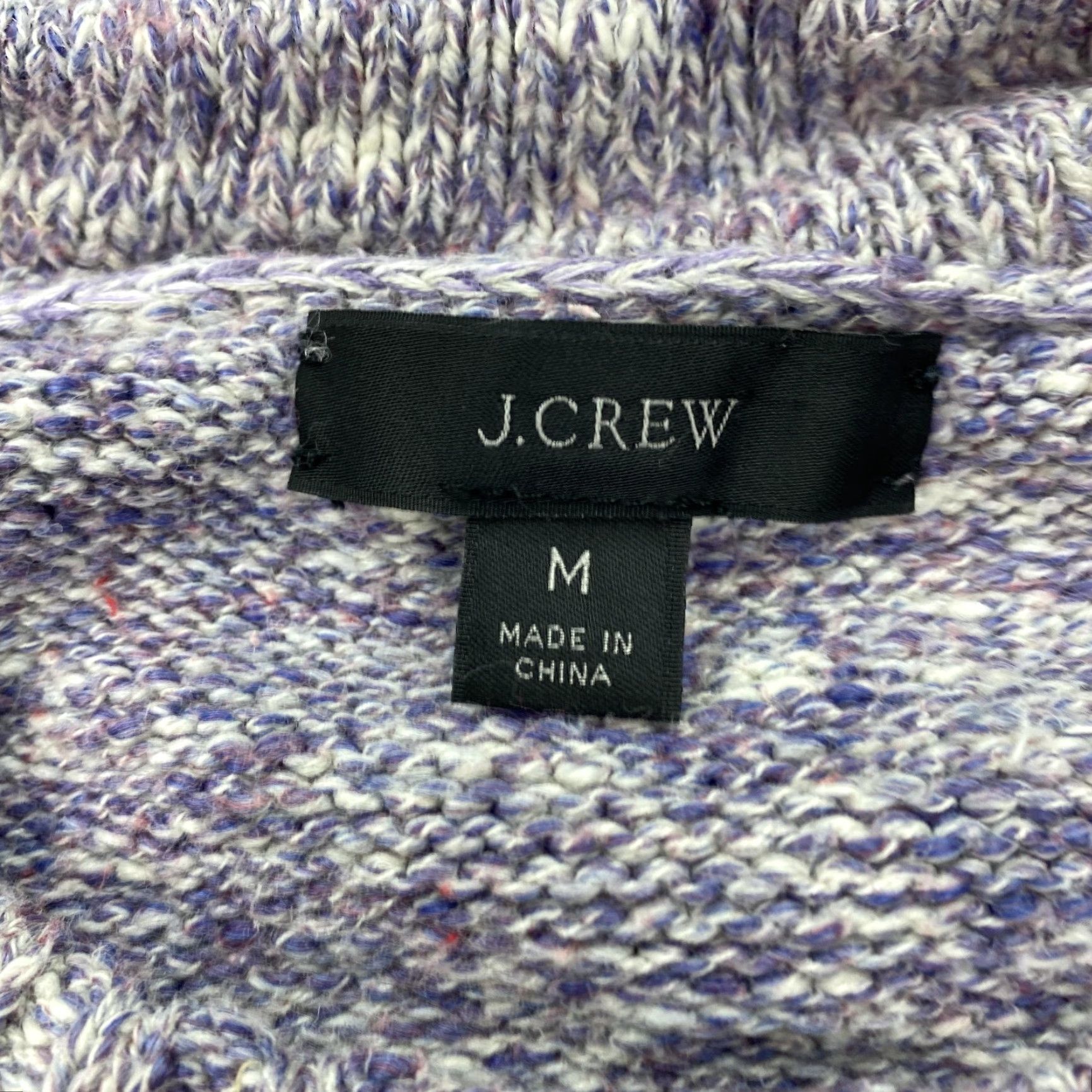 J.Crew J.CREW Sweater Womens Medium Purple Marled Crewneck Cotton Linen Blend Ribbed Size M / US 6-8 / IT 42-44 - 2 Thumbnail