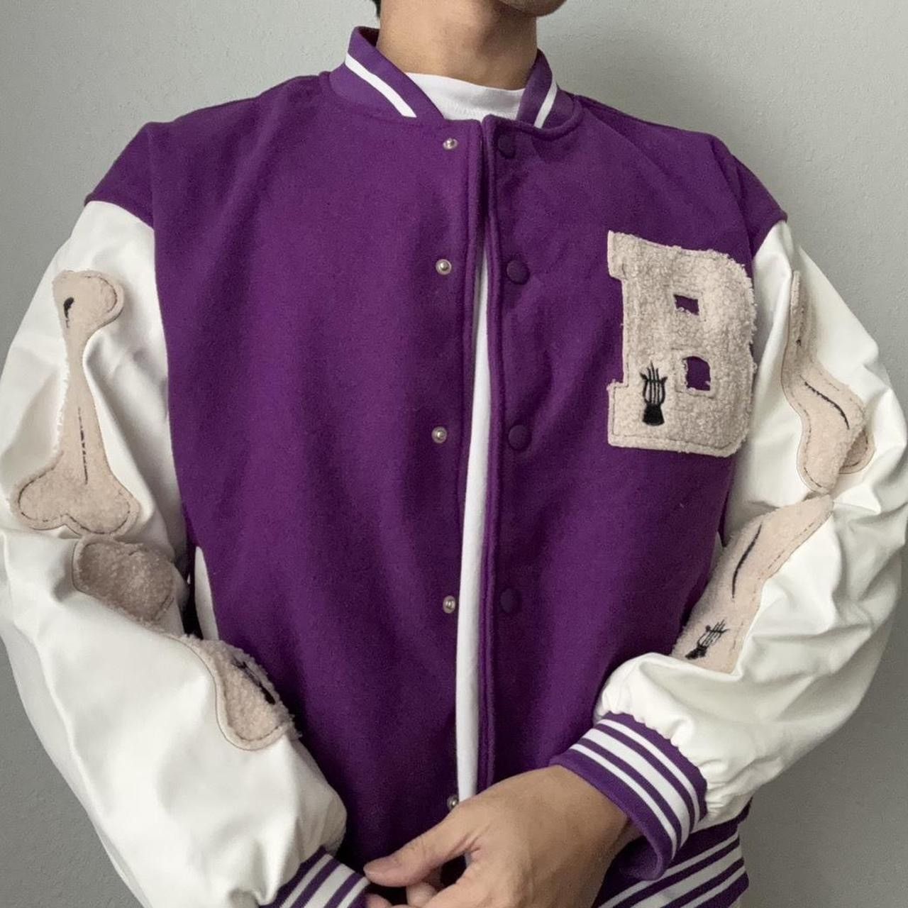 Other Skeleton Bones Embroidered Varsity Purple Jacket Size US L / EU 52-54 / 3 - 5 Thumbnail