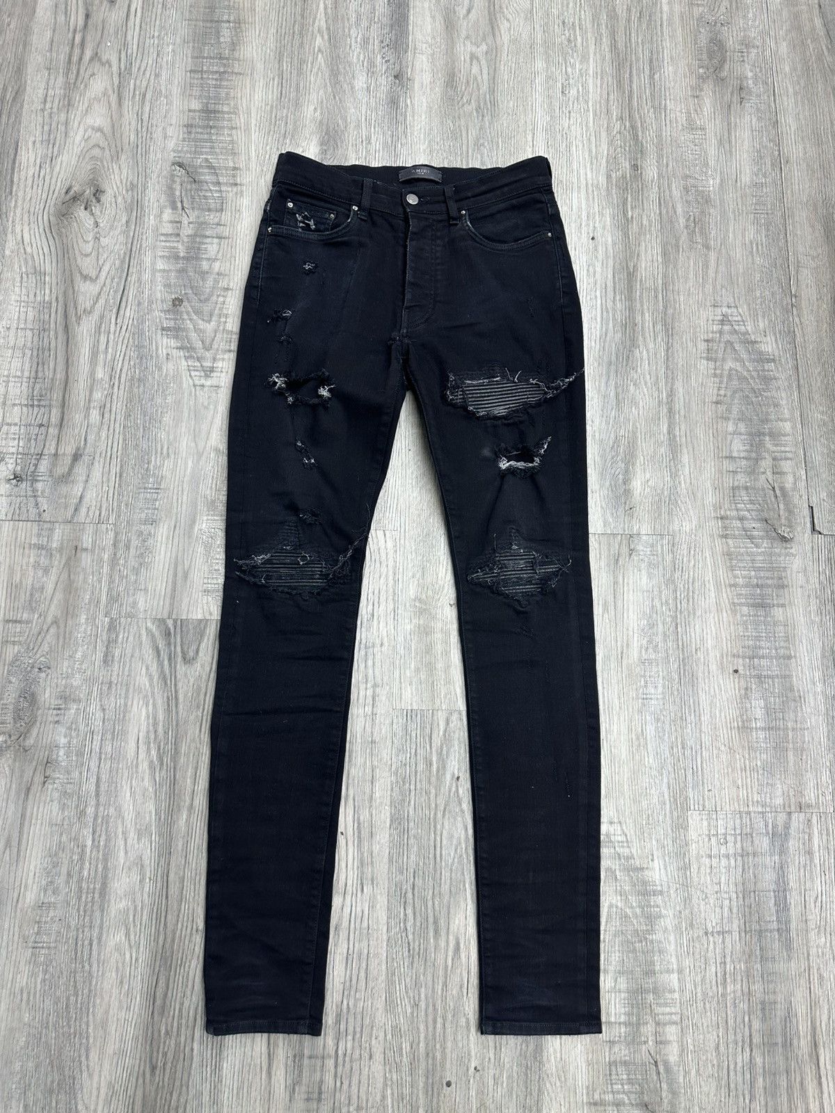 Amiri Amiri MX1 Black Leather Patches Sz32 Size US 32 / EU 48 - 1 Thumbnail