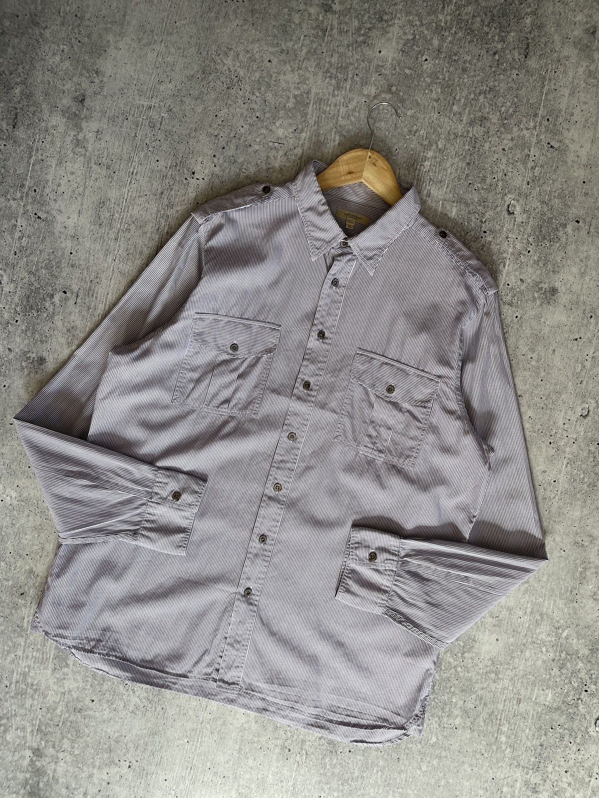 Burberry Burberry London Men's Button-Up Shirt XL Purple White Striped Size US XL / EU 56 / 4 - 9 Thumbnail