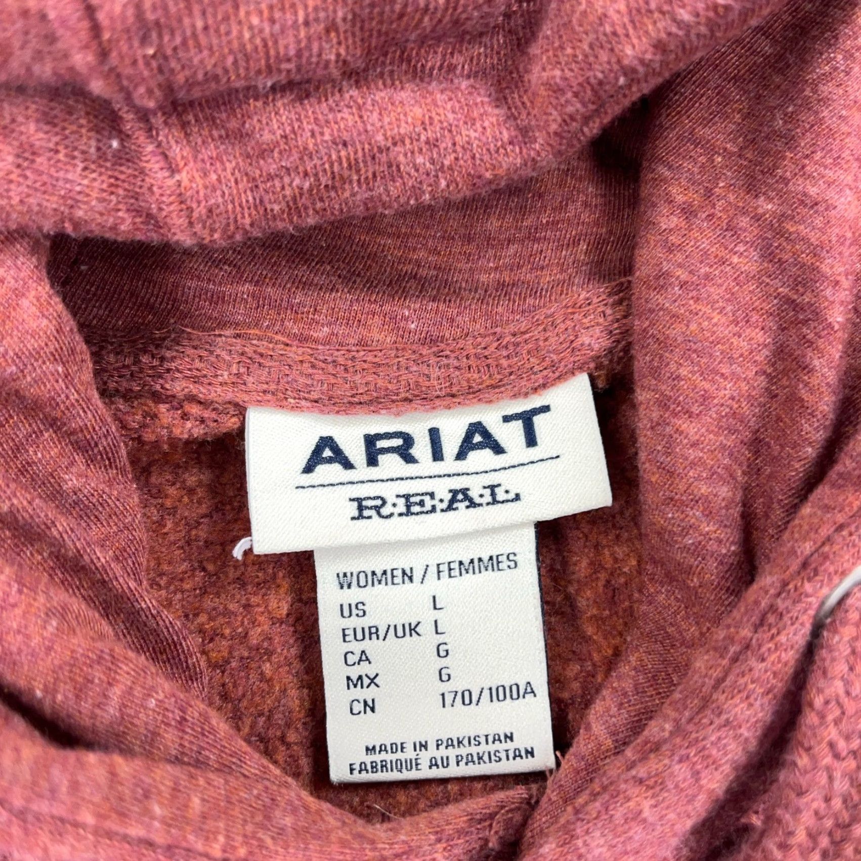 Ariat VINTAGE Ariat Hoodie Shirt Women Large Marron Red USA Flag Embroidered Logo Hooded Sweatshirt, Activewear, 90s-inspired, Women L Size L / US 10 / IT 46 - 4 Thumbnail