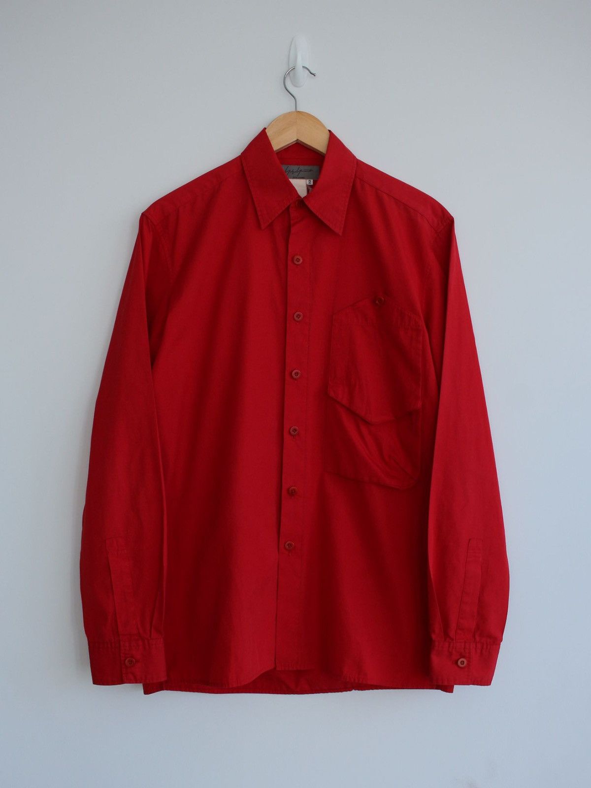 image of Yohji Yamamoto Pour Homme Red Double Pocket Shirt, Men's (Size Small)