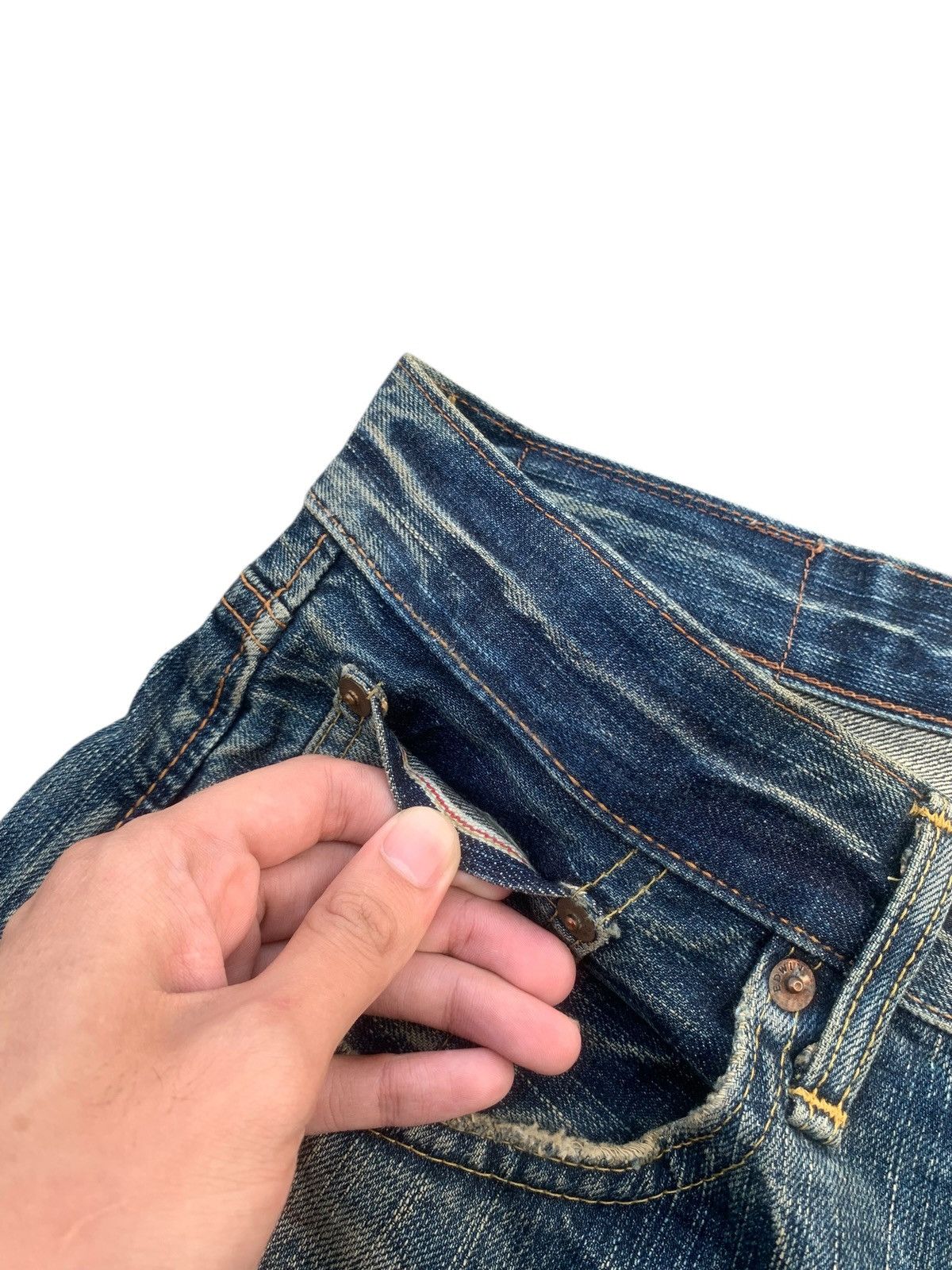 Edwin VINTAGE EDWIN 505z SELVEDGE FADED&RUSTY DISTRESSED DENIM Size US 30 / EU 46 - 11 Thumbnail