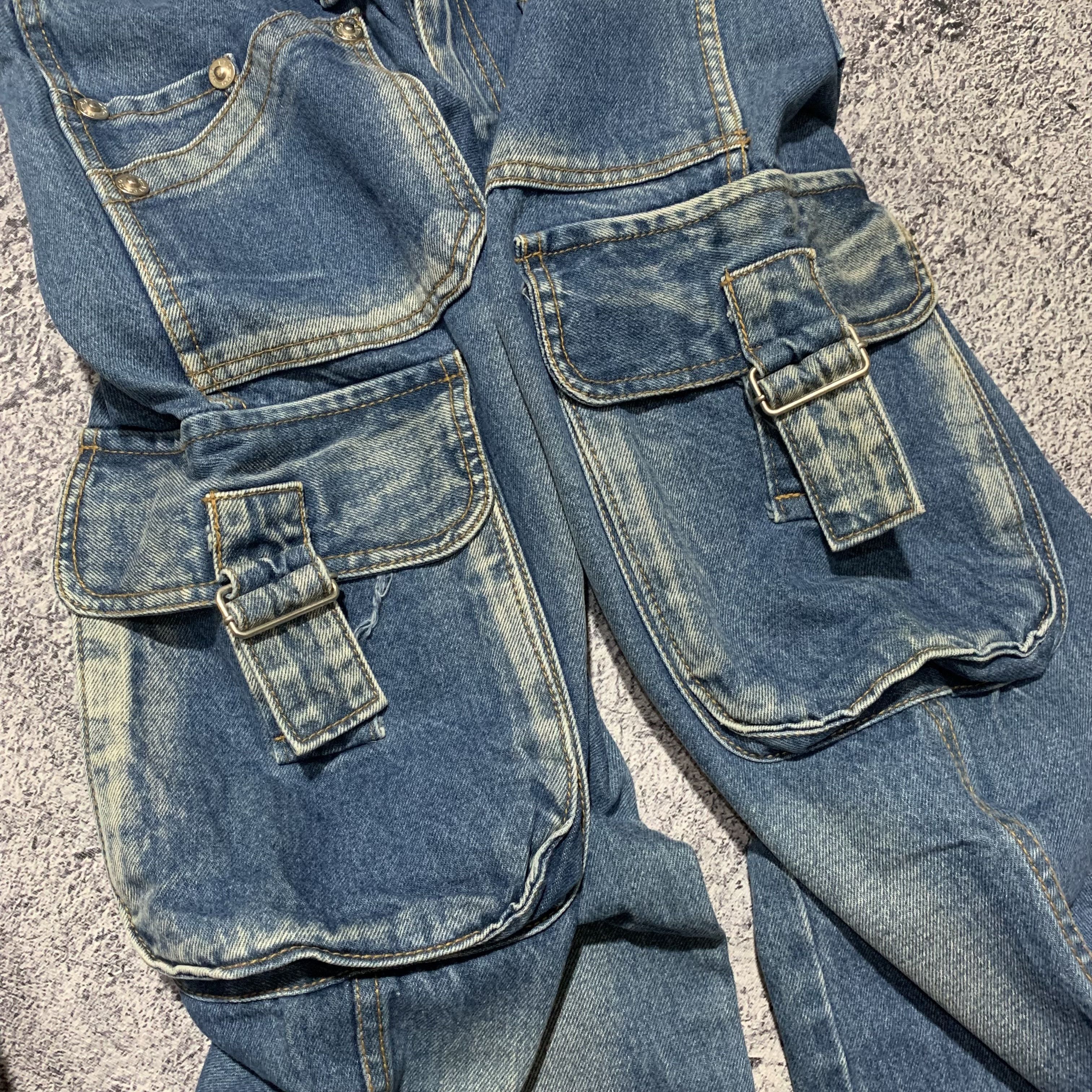 Japanese Brand 2000s Archive Ifsix Tactical Multipocket Wash Jeans Cargo Size US 29 - 4 Thumbnail