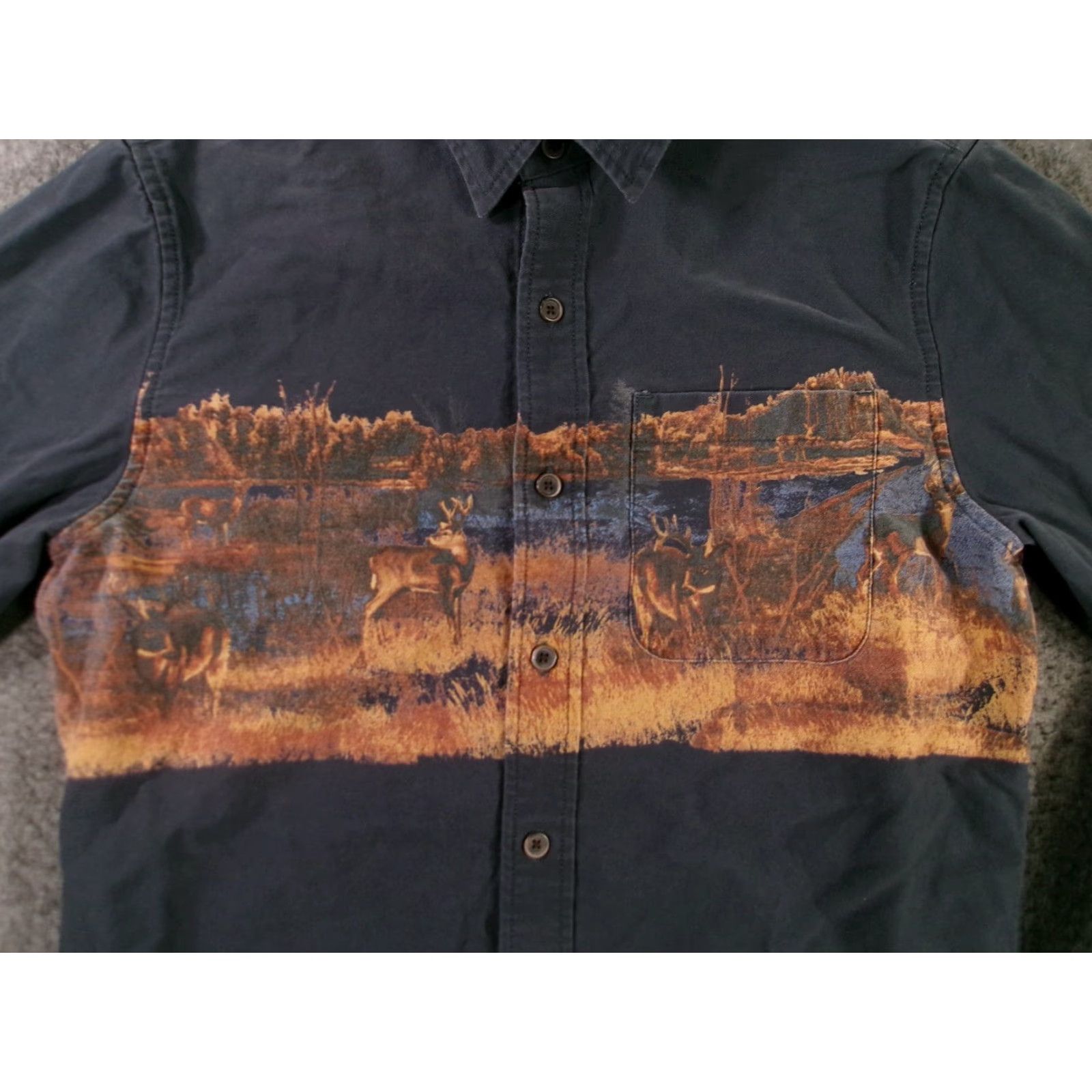 Croft & Barrow Croft & Barrow Shirt Mens S Navy Deer Graphic Long Sleeve Button Up 100% Cotton Size US S / EU 44-46 / 1 - 2 Thumbnail