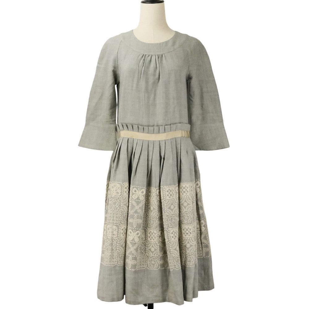 mina perhonen Mina Perhonen mina perhonen FOREST TILE Embroidery Dress Textile Dresses QA3907 DUTY FREE for USA Size ONE SIZE - 1 Thumbnail