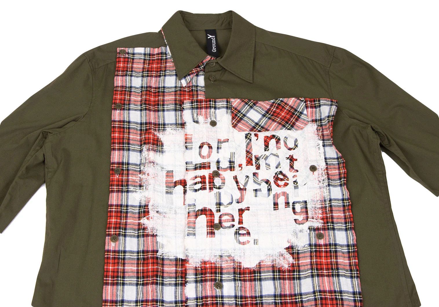Yohji Yamamoto Tartan Check Pigment Print Detachable Long Shirt Khaki Size US M / EU 48-50 / 2 - 2 Thumbnail