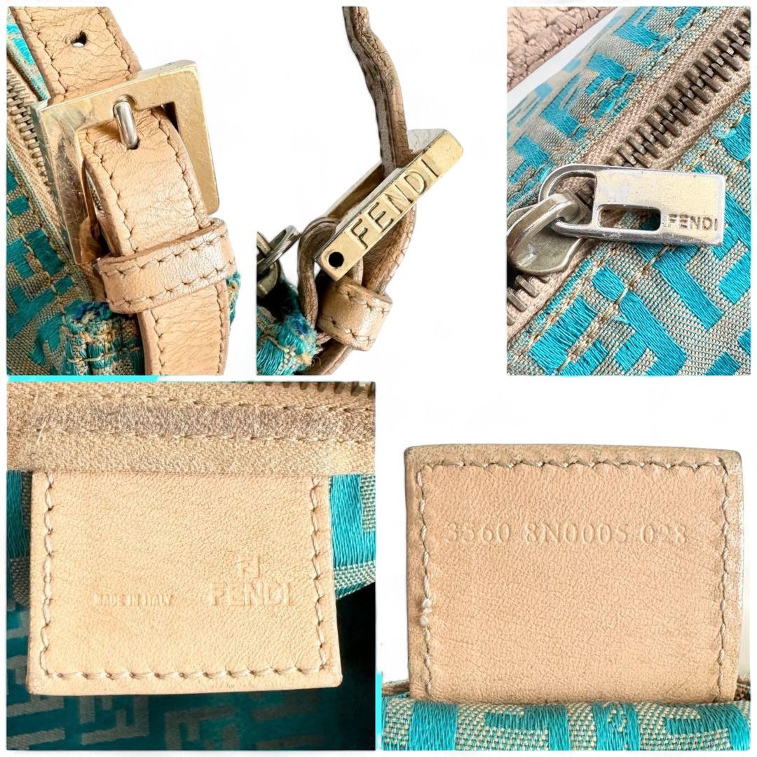 Fendi Fendi - Zucchino Handbag Pouch Canvas Blue Leather Size ONE SIZE - 9 Thumbnail