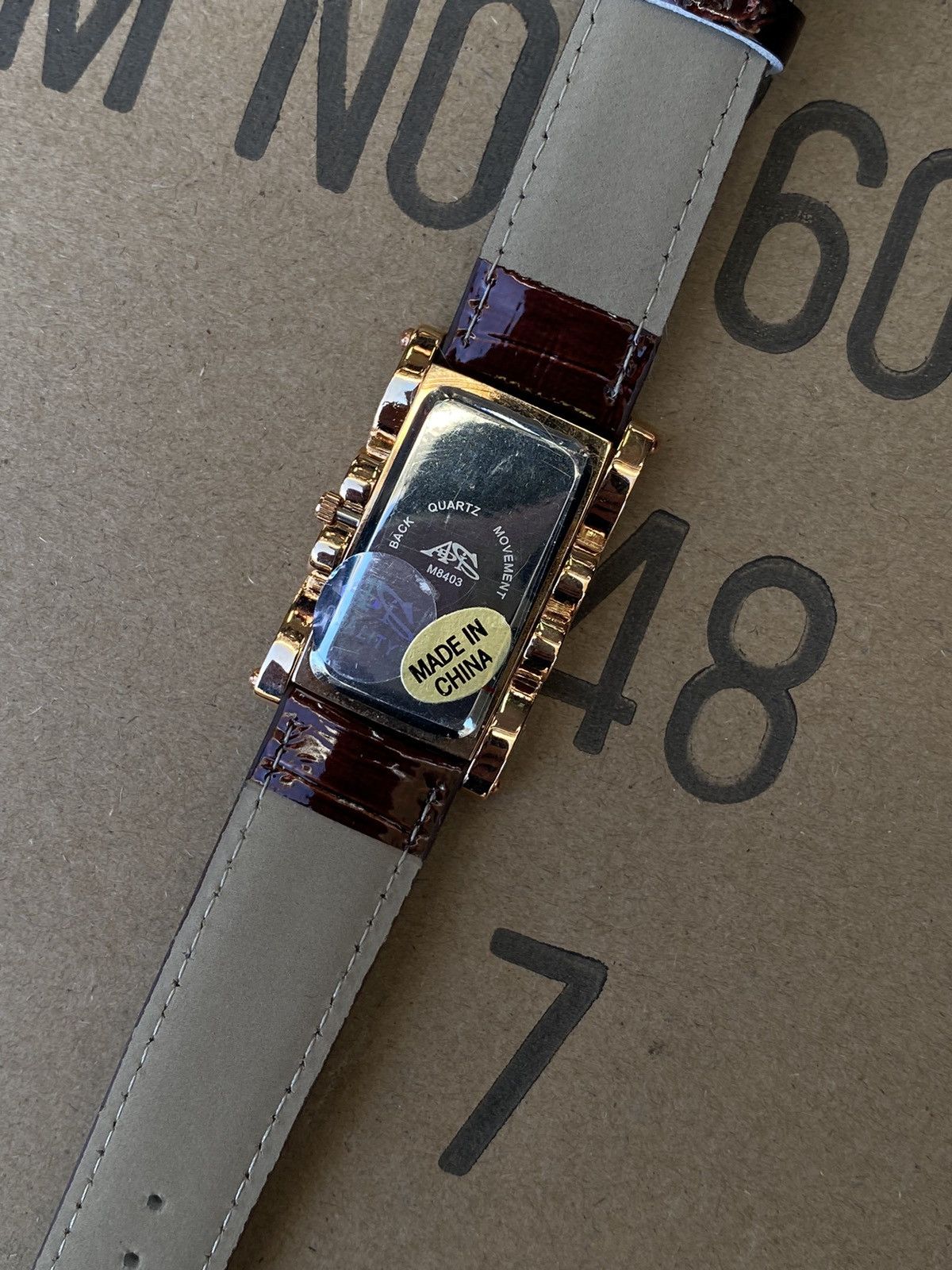 Vintage Brown Strap Watch w/ Gold Crystals - Japanese Mechanism Size ONE SIZE - 4 Thumbnail