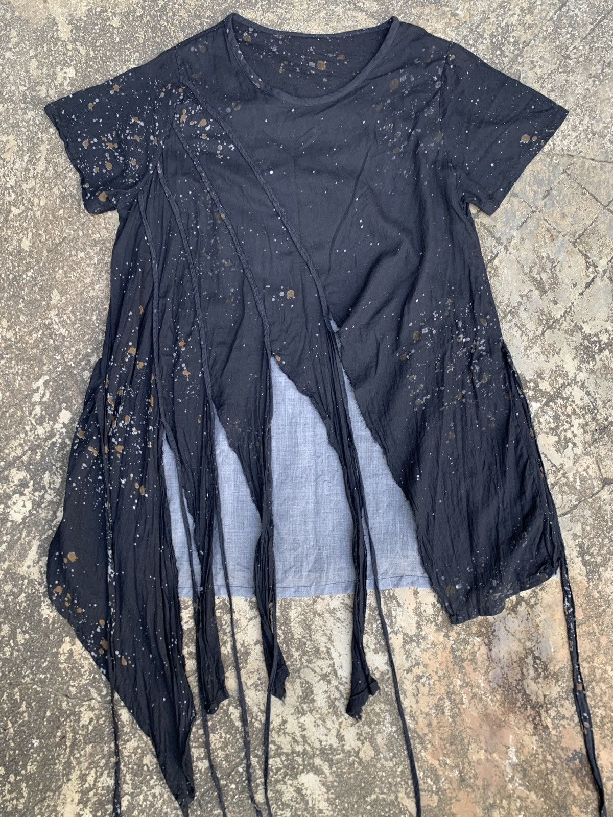 Avant Garde Paint Splatter Ruffle Midi Dress