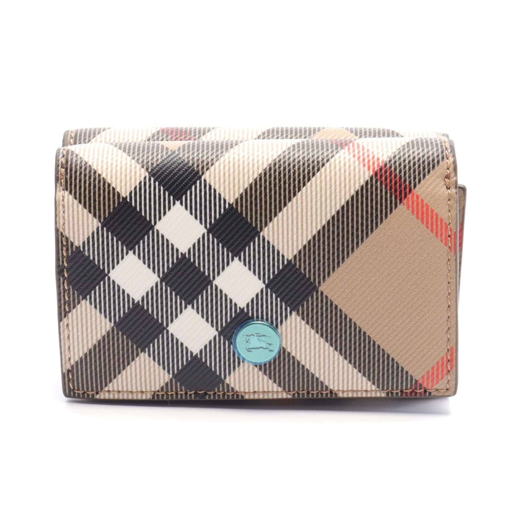 Burberry Burberry Check Trifold Wallet Coated Canvas Beige Multicolor Size ONE SIZE - 1 Thumbnail