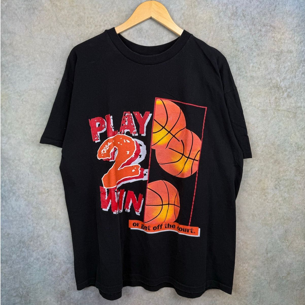 Vintage VTG 90s PLAY 2 Win OR GET OFF COURT Tee XL SINGLE STITCH Size US XL / EU 56 / 4 - 1 Thumbnail