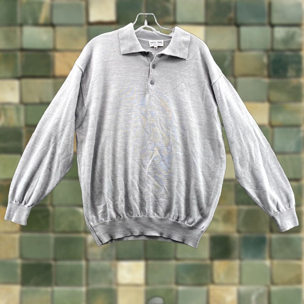 Vintage Poeta Moda Sweater Men’s XXL Gray Wool Blend Preppy Academia Office 90’s Italy Size US XXL / EU 58 / 5 - 1 Thumbnail