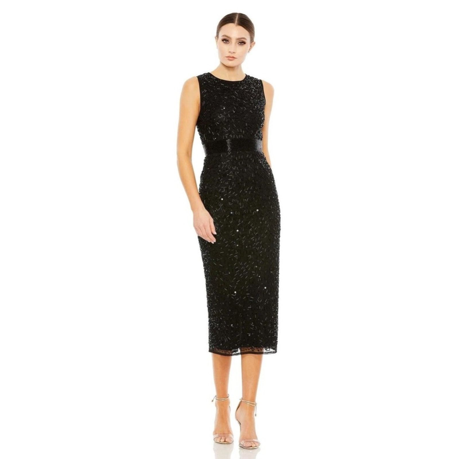 Designer Mac Duggal 93758 Geometric Embellished Sleeveless Dress 8 Size M / US 6-8 / IT 42-44 - 1 Thumbnail