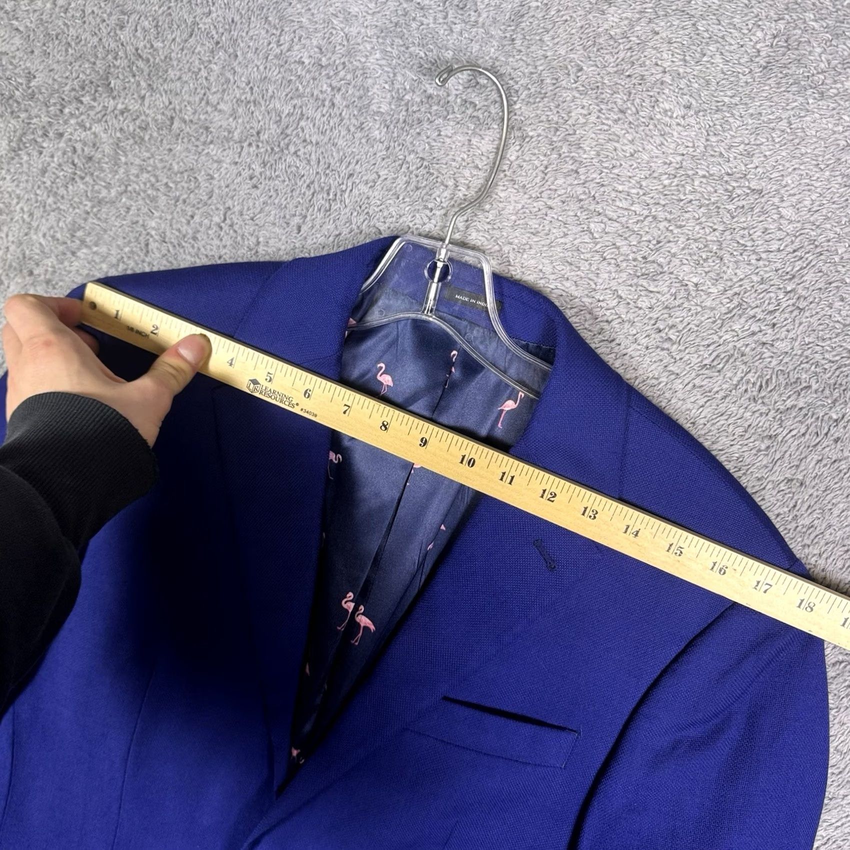 Joseph Abboud Joseph Abboud Coat Mens 38 Blue Blazer 38R Flamingo Lined Animal Print Wool Sport Slim Size 38R - 5 Thumbnail