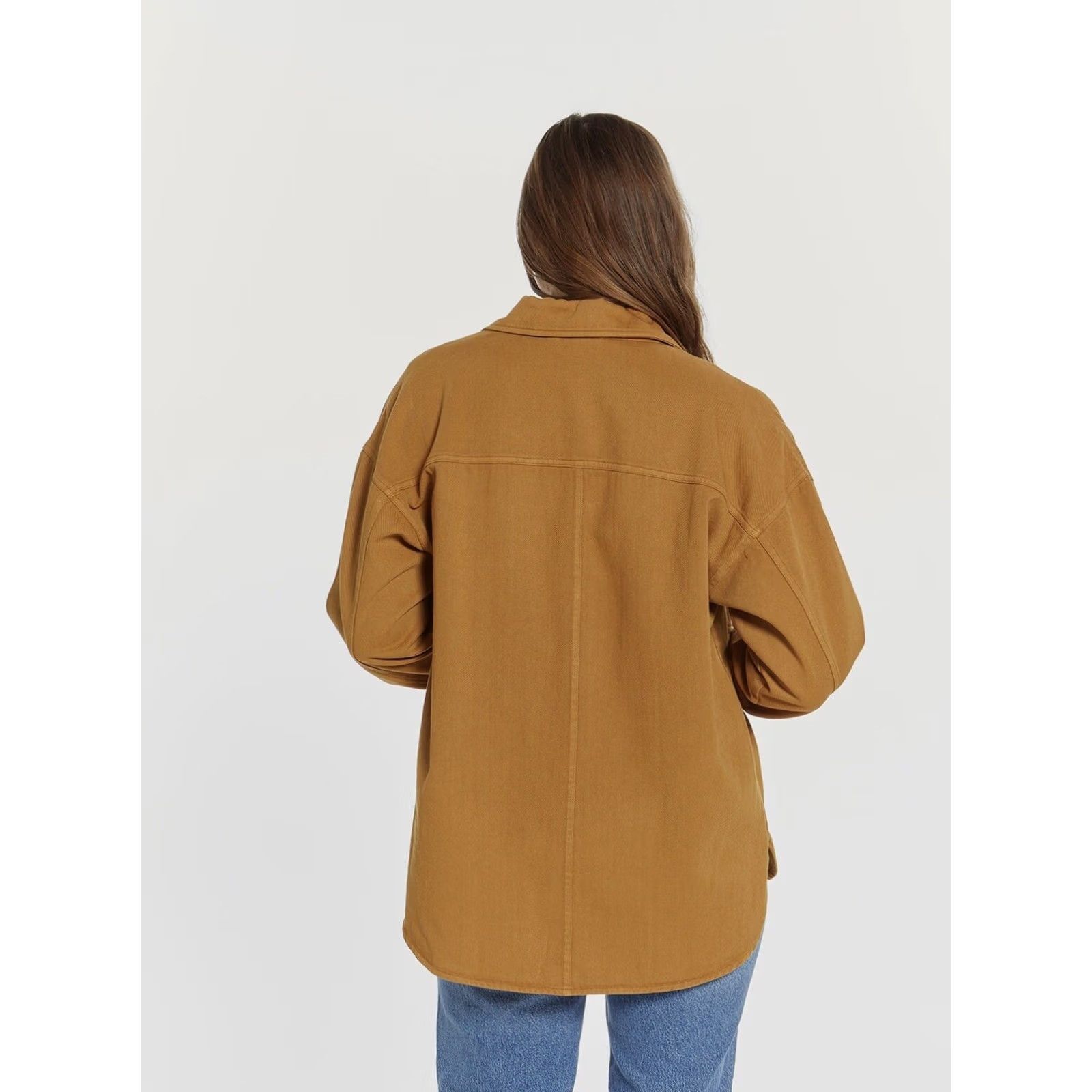 Vintage Thread & Supply Women Golden Brown Oversized Fletcher Denim Shirt Jacket L Size L / US 10 / IT 46 - 3 Thumbnail