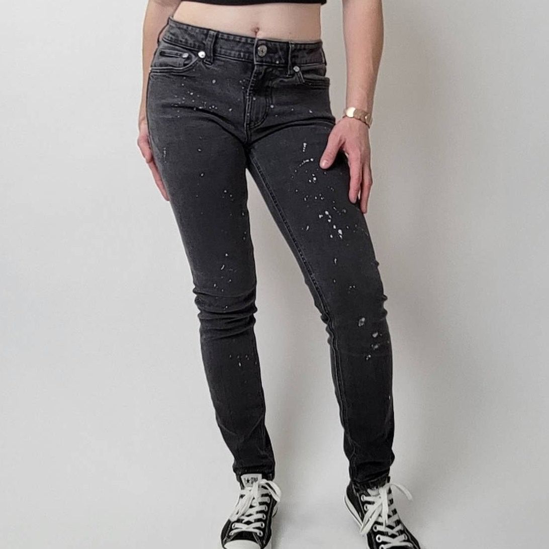 Pacsun Pacsun High Rise Skinniest Black Distressed Jeans redo Size 29" - 2 Thumbnail